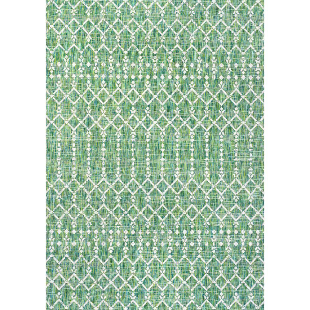3' x 5' Ourika Moroccan Geometric Textured Weave Indoor/Outdoor Area Rug, Green/Cream - JONATHAN Y