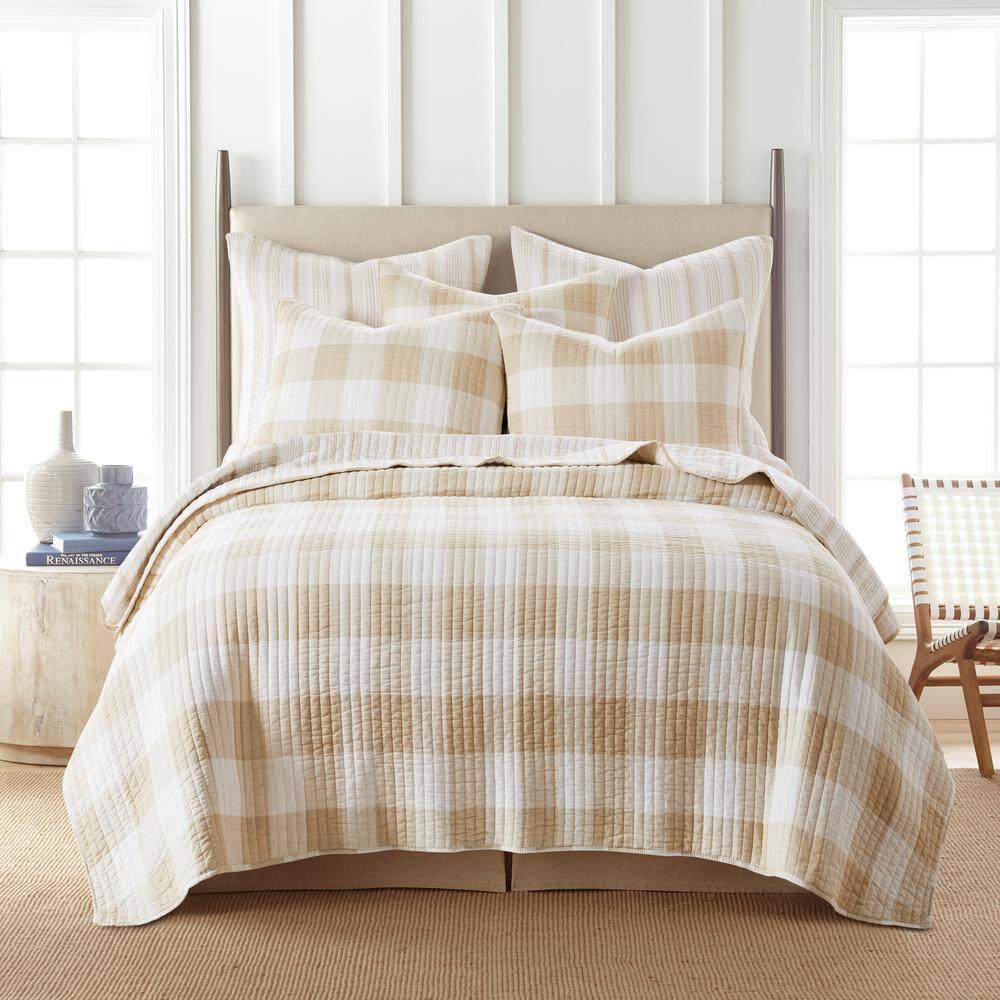 Camden Taupe Quilt Set - One King Quilt and Two King Shams - Levtex Home
