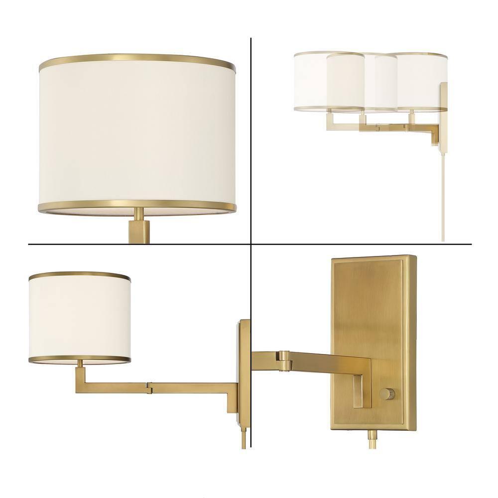 Crystorama Lighting Madison 1 - Light Swing Arm Lamp in  Aged Brass