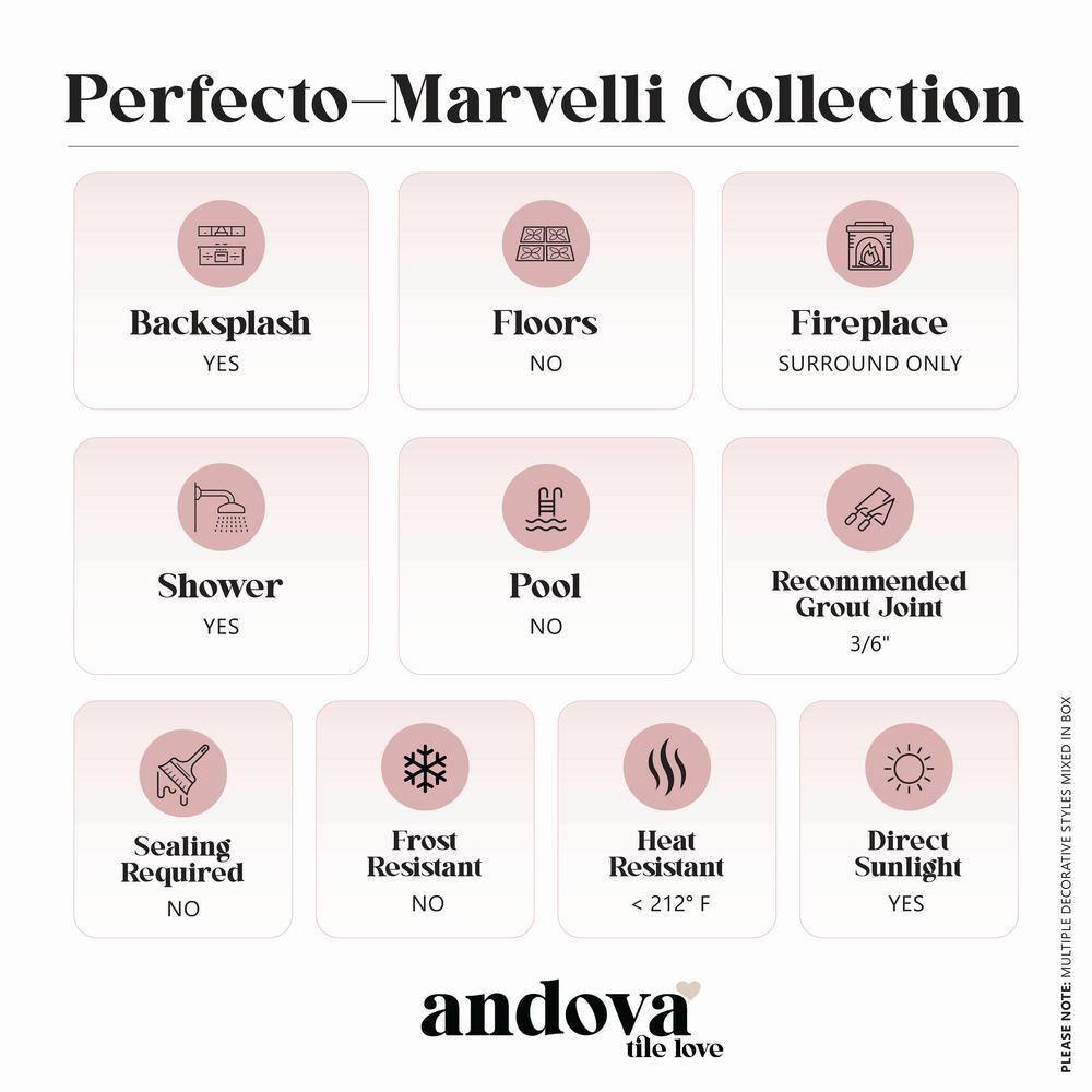 Andova Perfecto-Marvelli 4-in. x 16-in. Subway Textured Glossy Ceramic Wall Tile