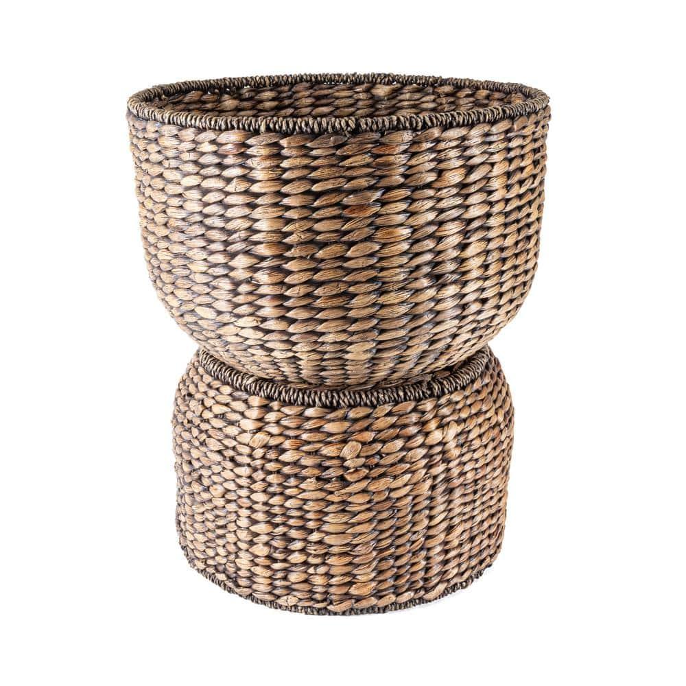 happimess 18" Hourglass Handwoven Hyacinth Storage Accent Table with Lid