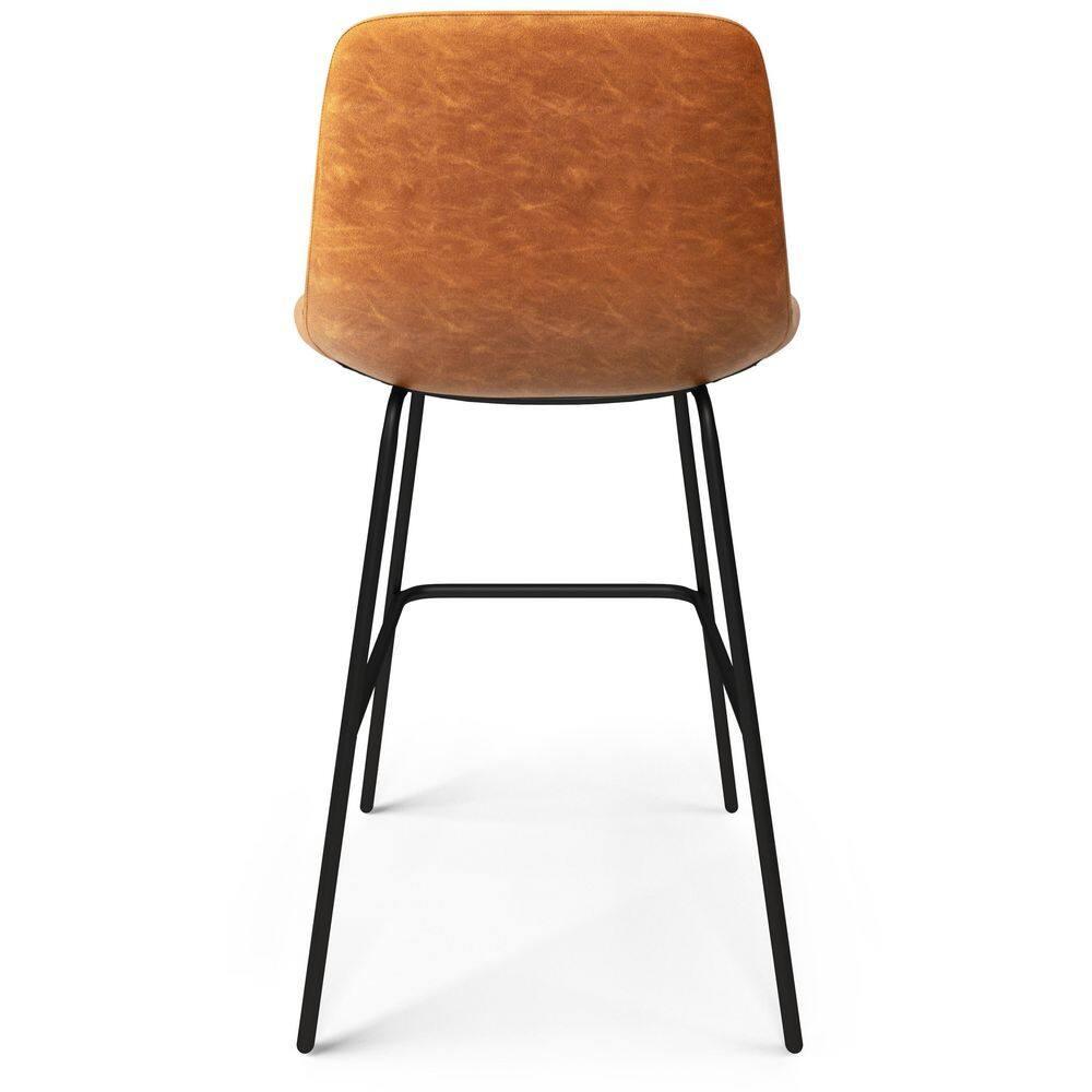 Simpli Home Jolie Upholstered Vegan Faux Leather Contemporary Counter Stool with Padded Bucket Seat and Footrest (Set of 2)