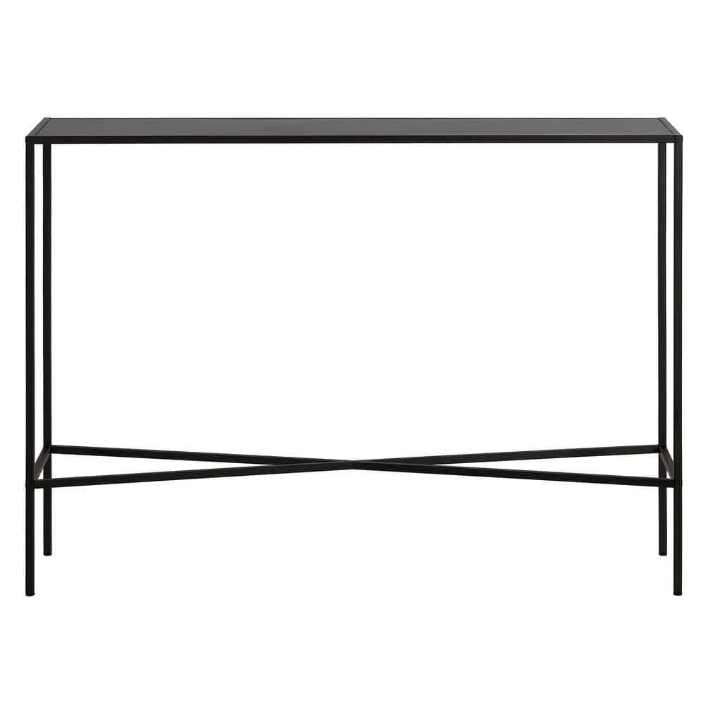 Evelyn&Zoe Henley 42" Wide Rectangular Console Table with Metal Top, Blackened Bronze