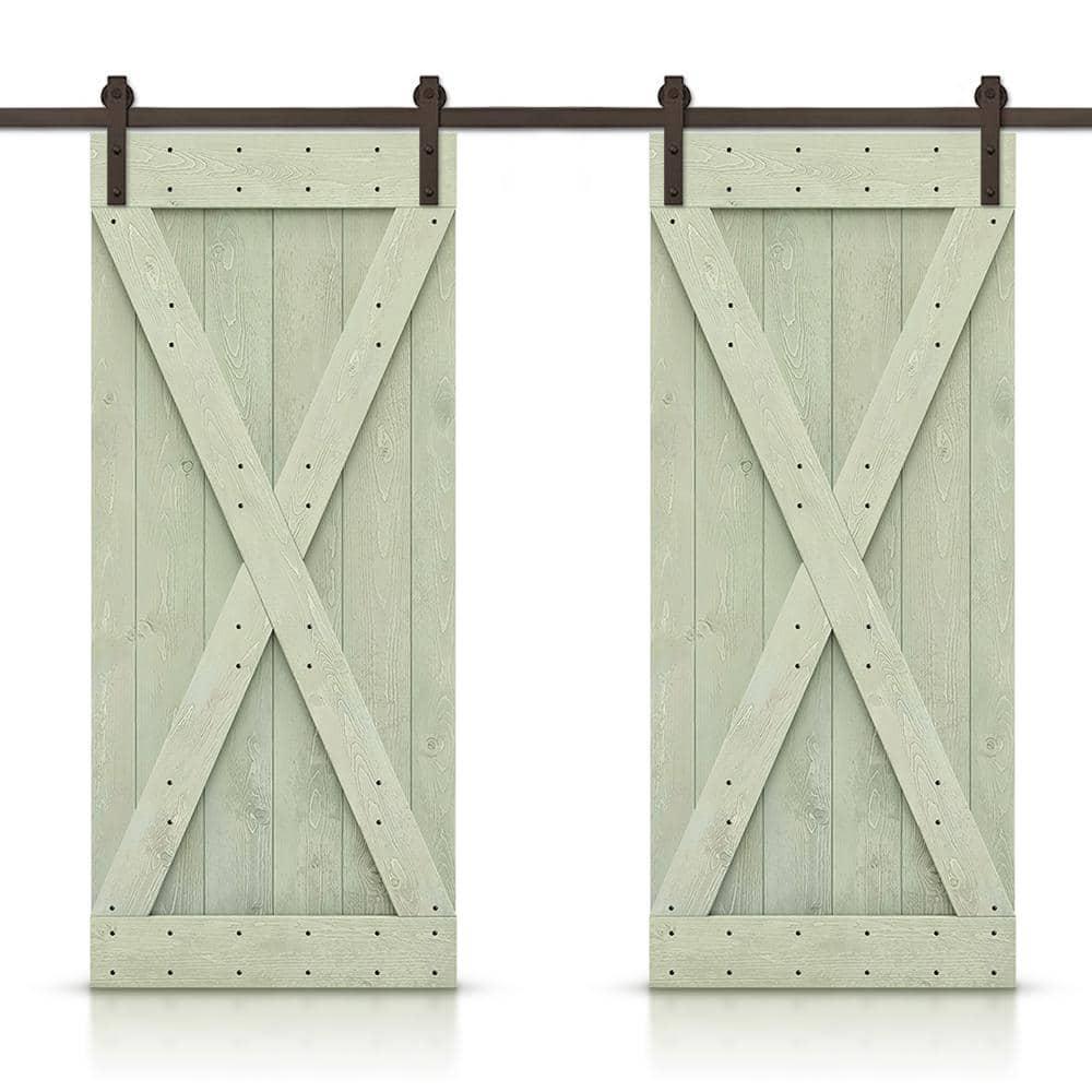Calhome 84'' Solid Wood Paneled Painted with Installation Hardware Kit Barn Door