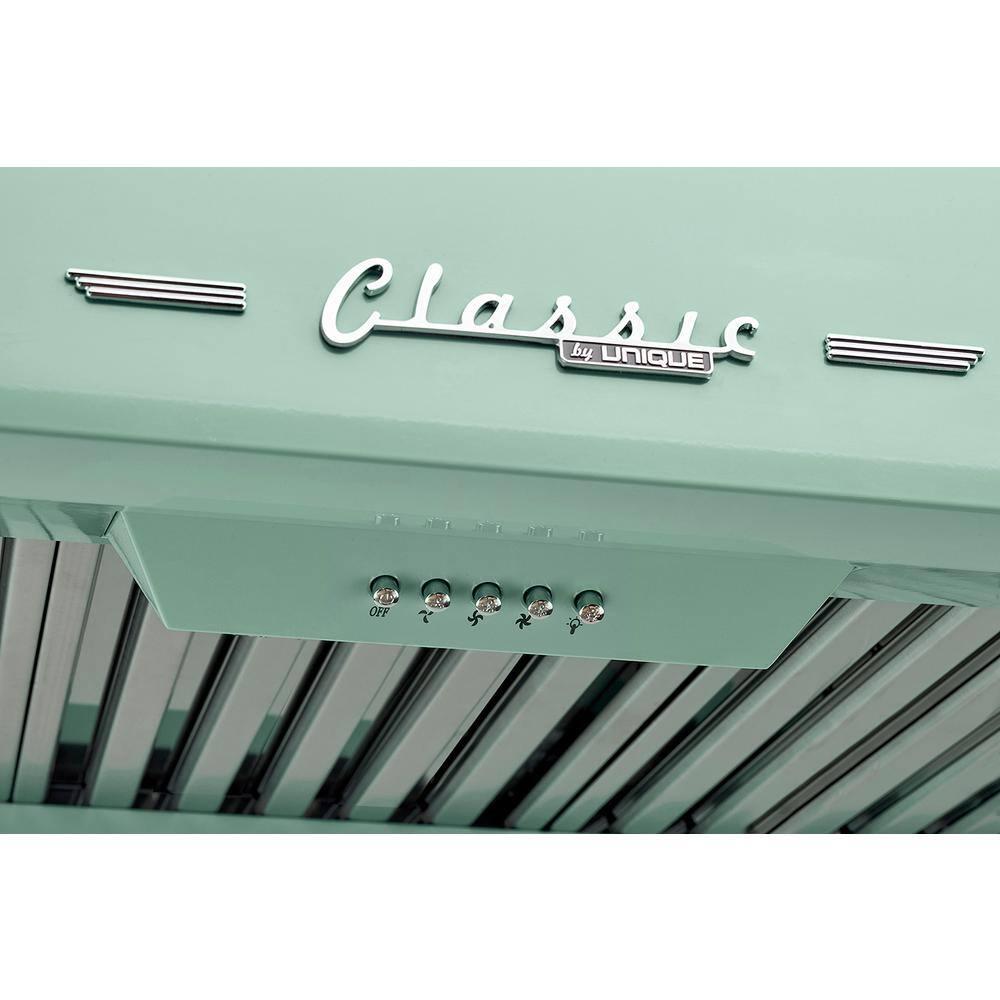 Classic Retro 24" 500 CFM Ducted Under Cabinet Range Hood with Stainless Steel Baffles and Light