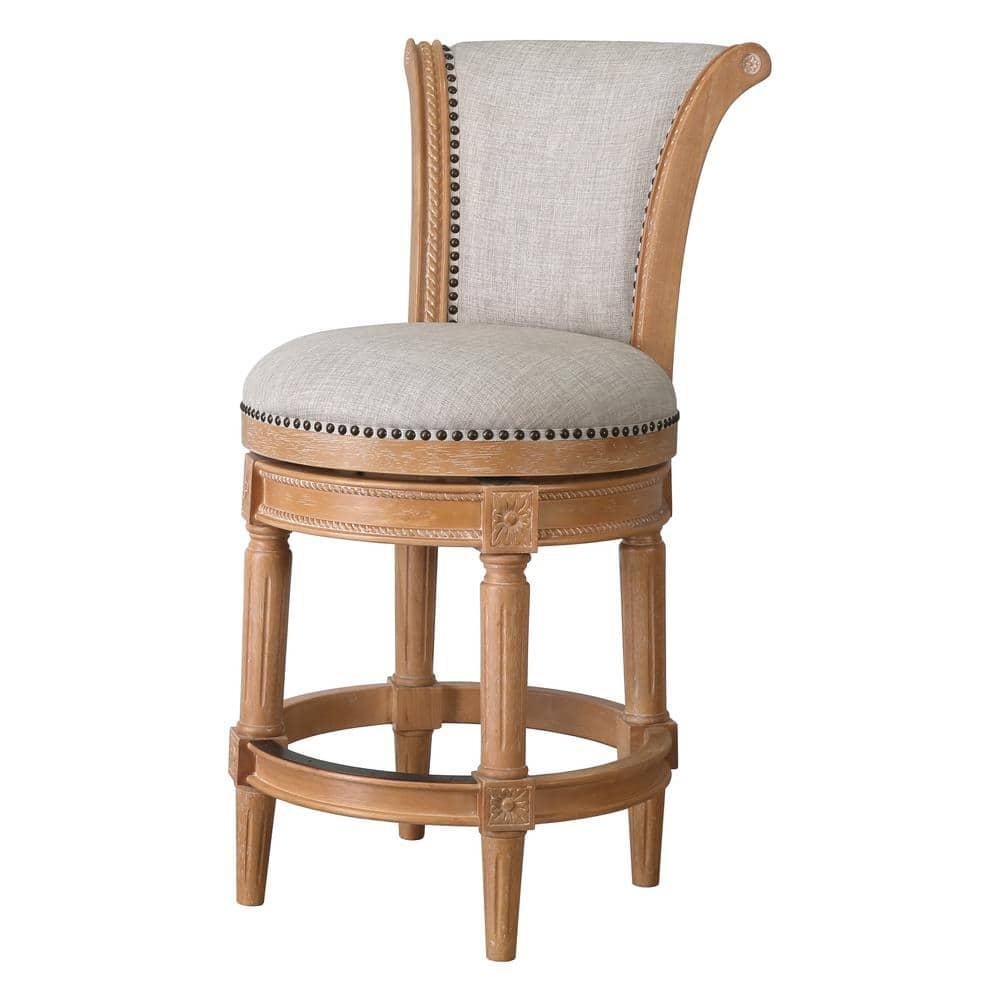Ophelia & Co. Ted High Back Solid Wood Swivel Bar Stool