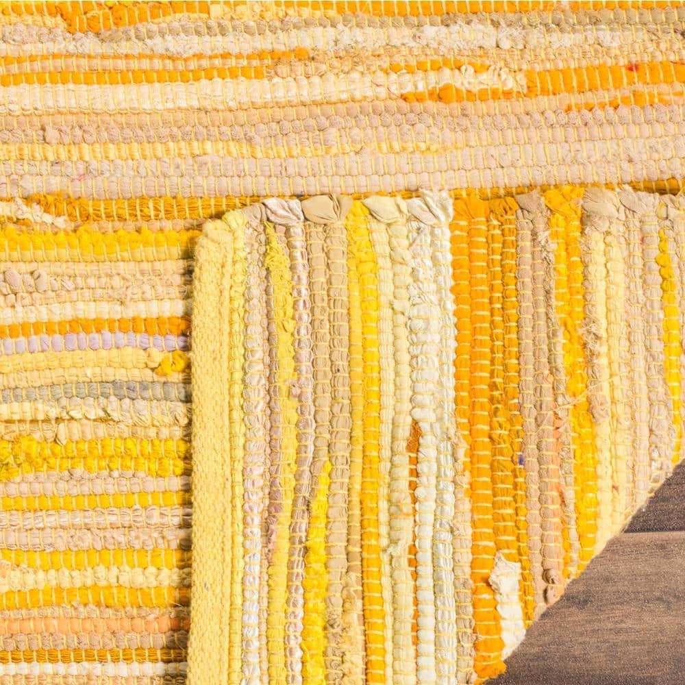 Rag Area Rug RAR130 Hand Woven Area Rug - Yellow/Multi - 4'x4' - Safavieh.