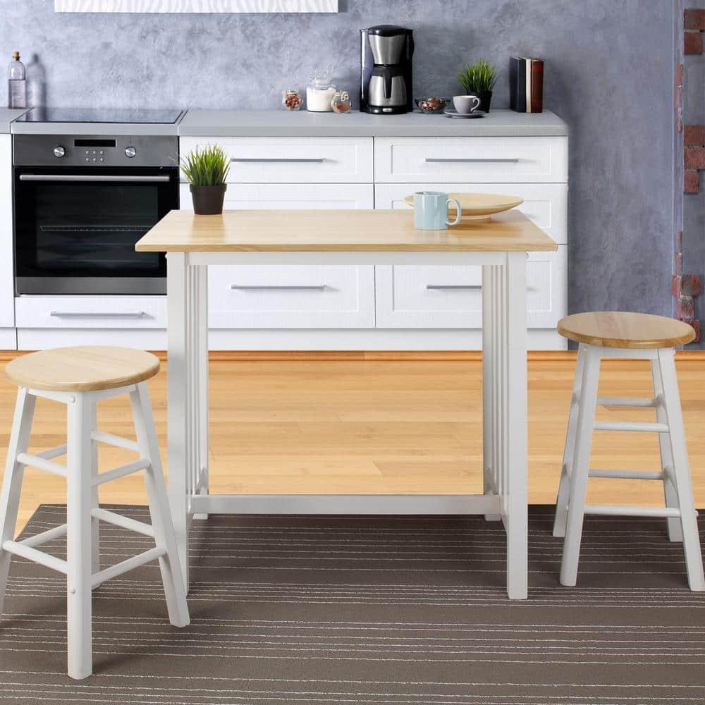 3-Piece Breakfast Set made with Solid Wood - White