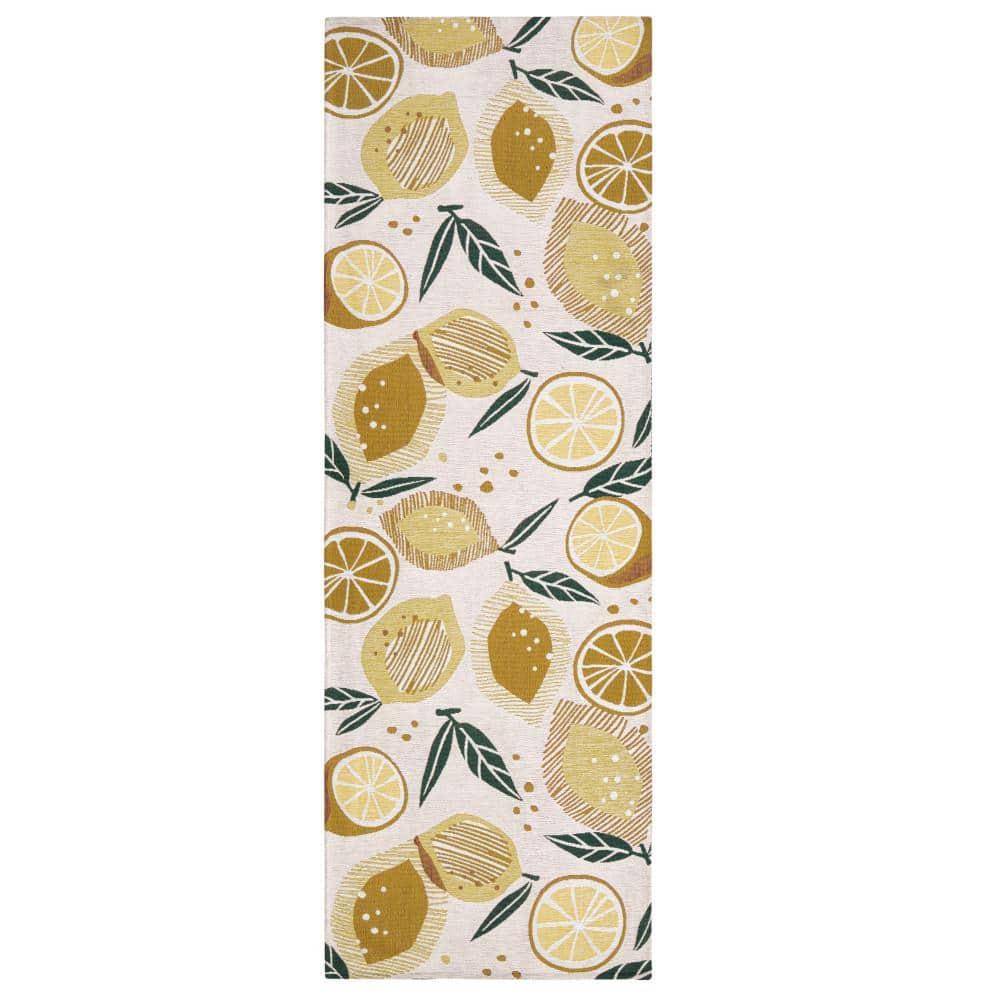 Town & Country Living TOWN & COUNTRY Living Livie Fresh Lemon Everwash Washable Non-Slip Backing Kitchen Runner Rug