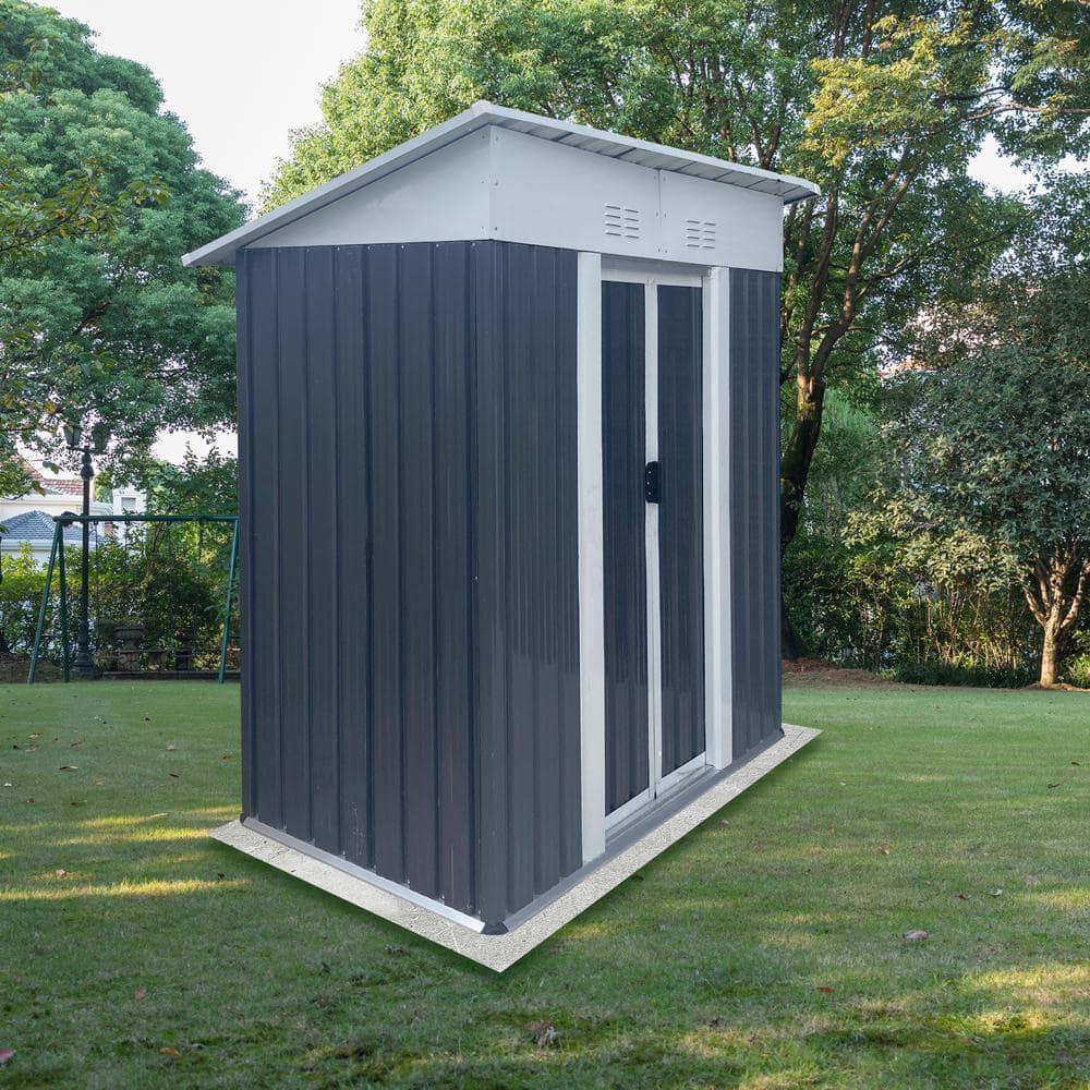 GZMWON 5X3 Feet Small Mini Outdoor Storage Sheds Pent Roof With Aluminum Alloy Frame And Sliding Door
