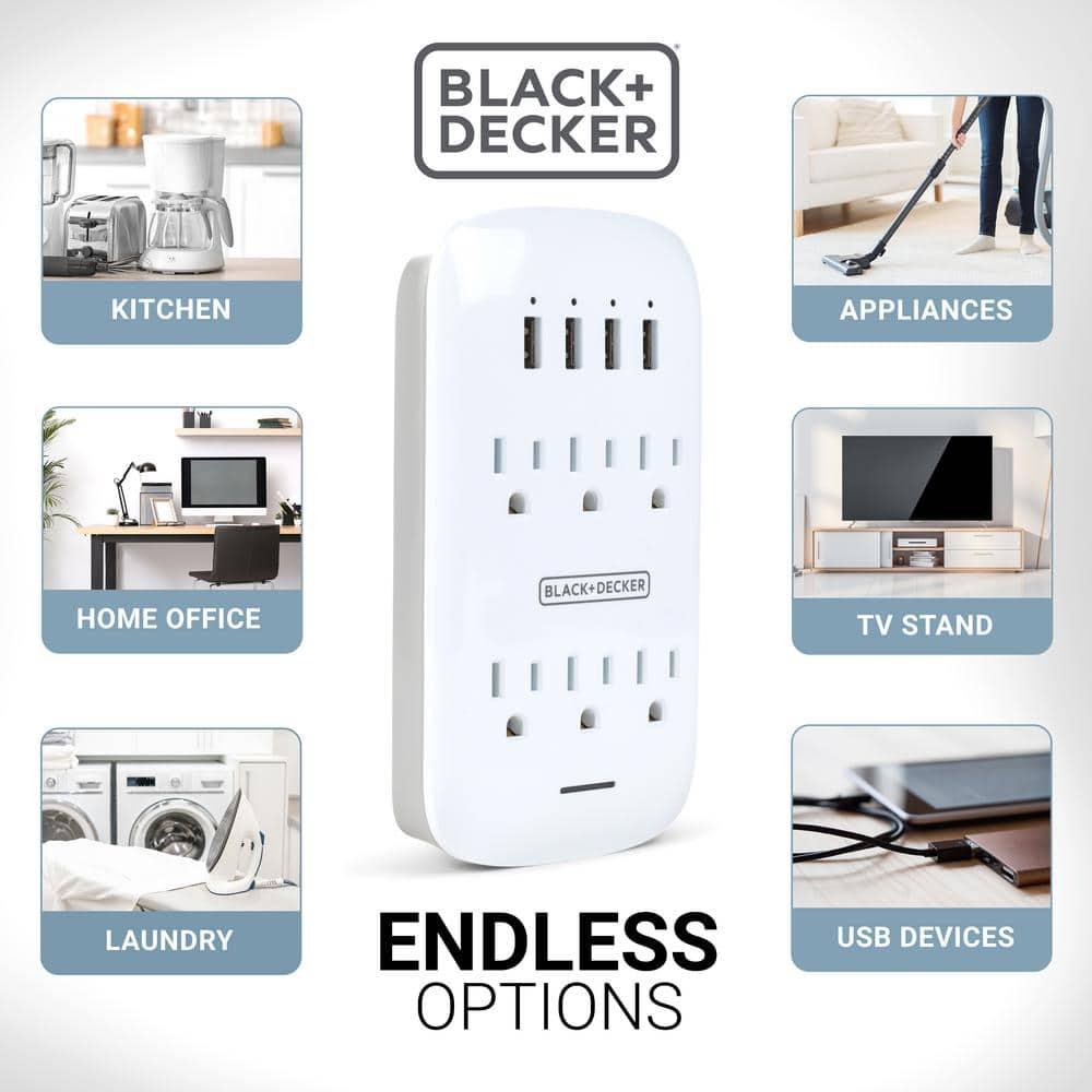Black + Decker Surge Protector Wall Tap 6 Outlets + 4 USB