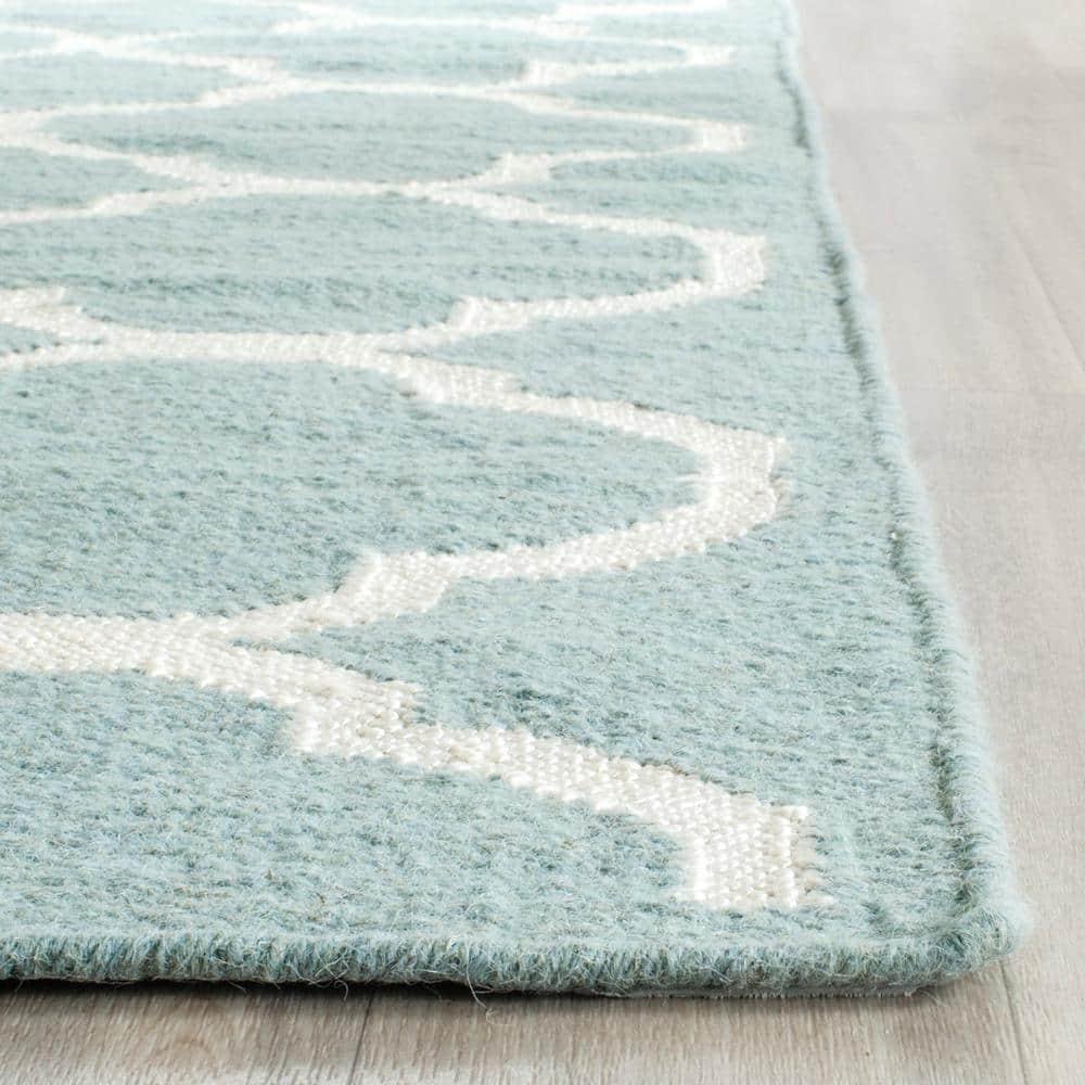 Dhurries DHU627 Hand Woven Accent Rug - Blue/Ivory - 2'6"x4' - Safavieh.