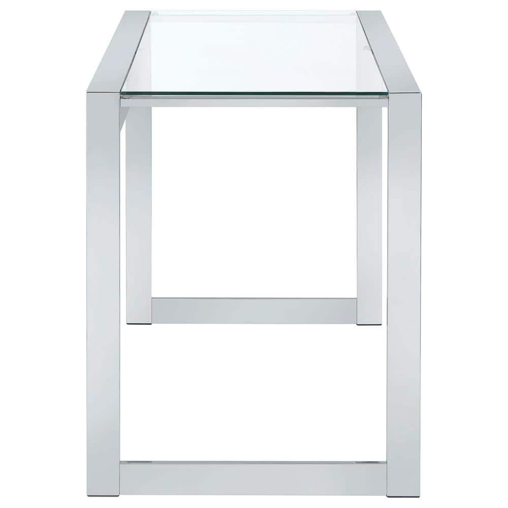 Hartford Minimal Glass Top Writing Desk Chrome - Coaster