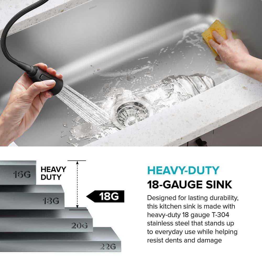 KRAUS Premier 16 Gauge Undermount Single Bowl Stainless Steel Kitchen Sink