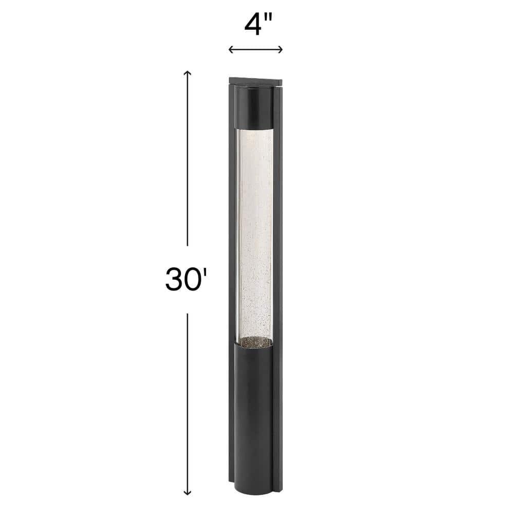 Sleek Black LED Landscape Bollard with Clear Acrylic & Seedy Glass