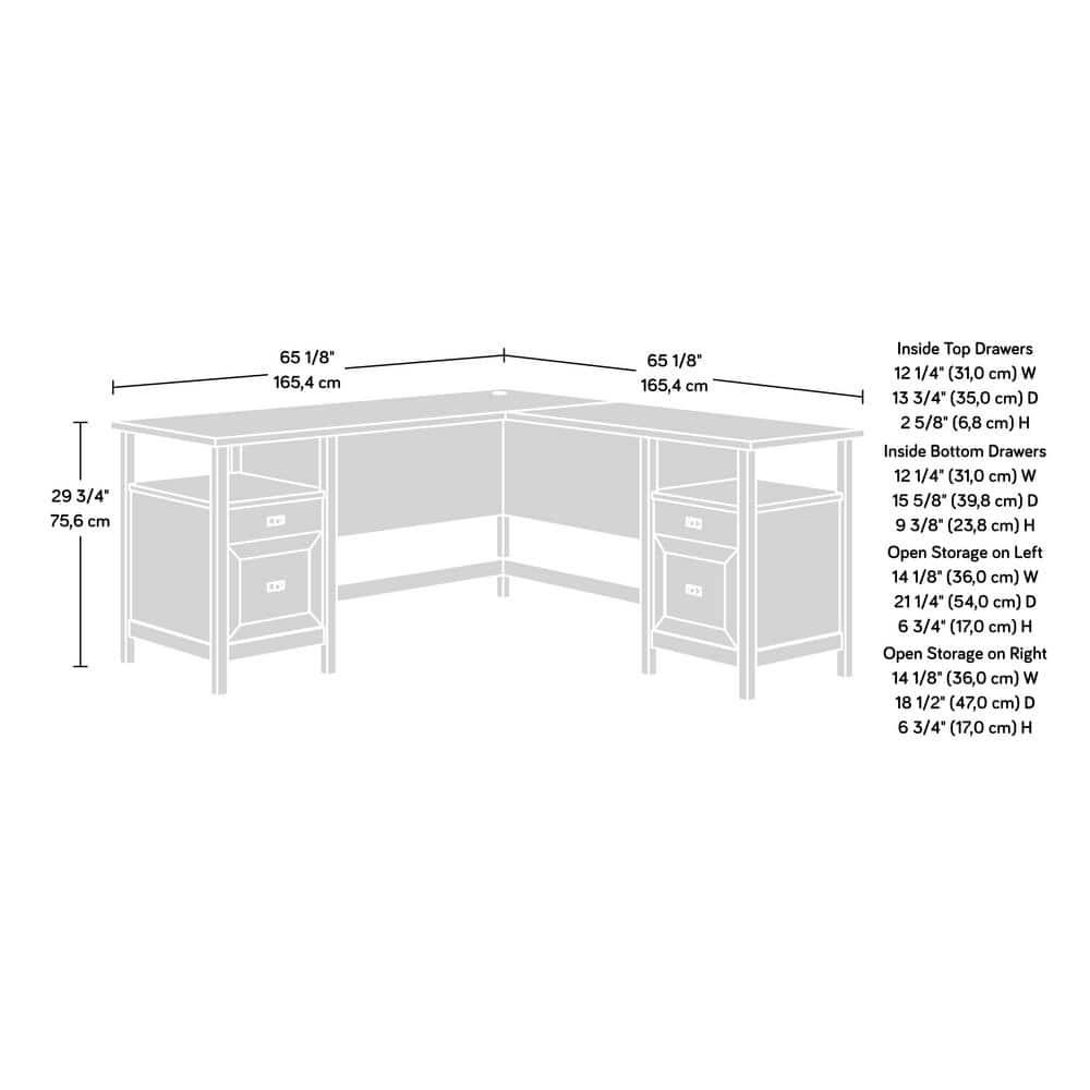 Sauder Cottage Road Engineered Wood L-Shaped Desk in White Finish