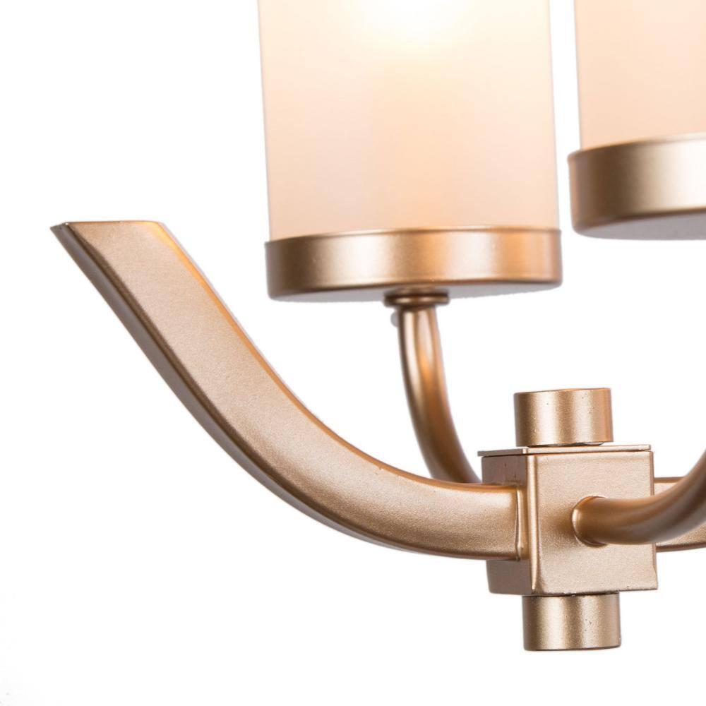 Modern Gold Linear Island Chandelier 6-Light Candlestick Chandelier with Cylinder Frosted Glass Shades