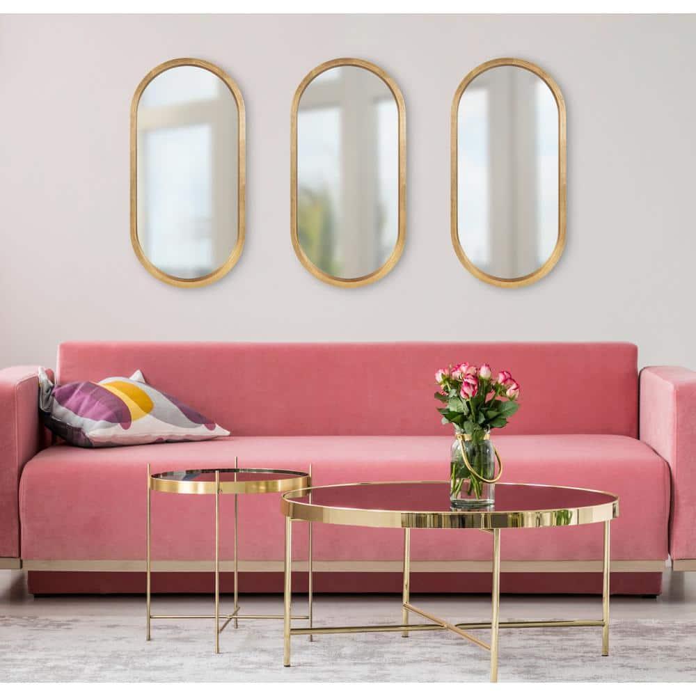 12" x 24" Travis Oval Wall Mirror Gold - Kate & Laurel All Things Decor: Modern MDF Frame, No Assembly Required