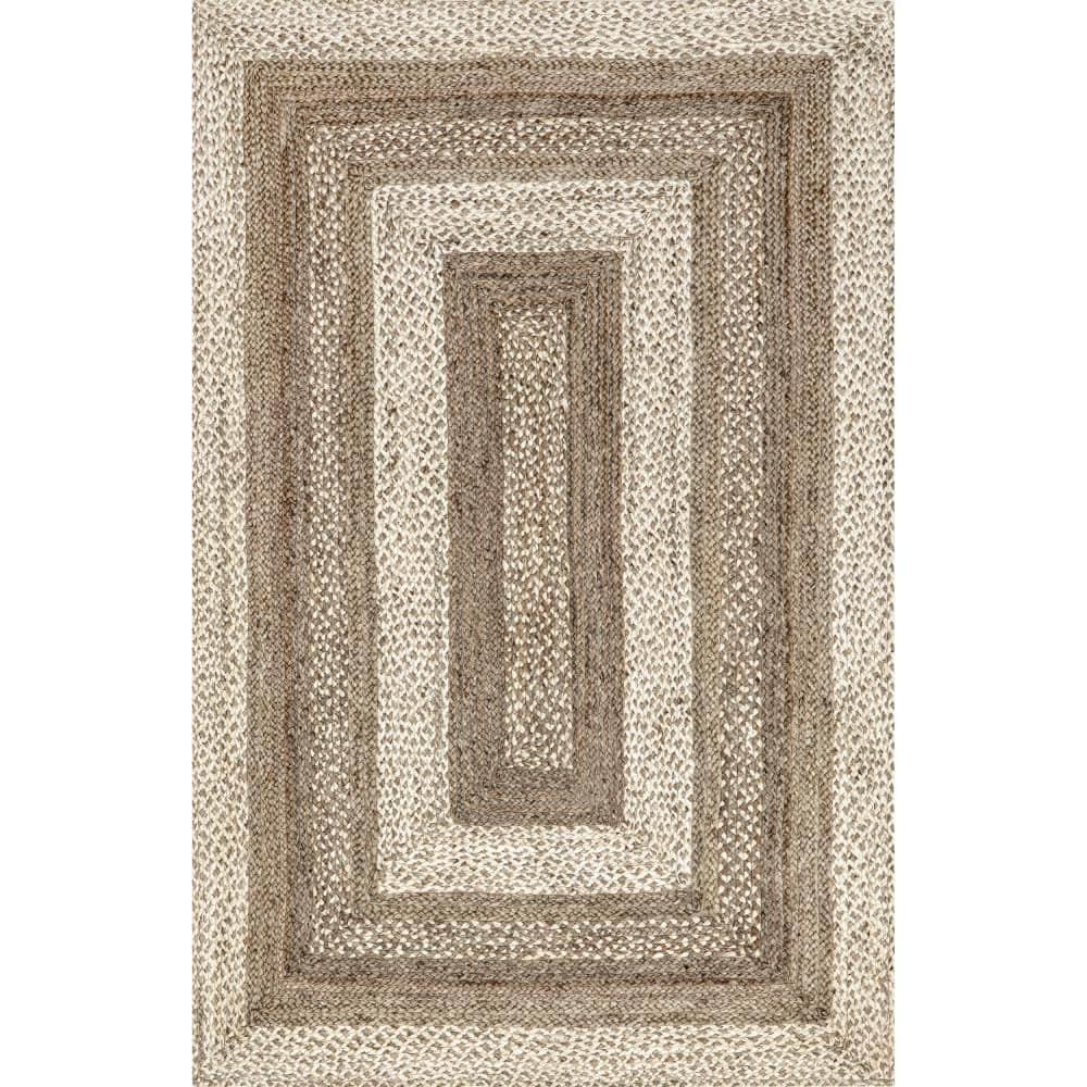 Nuloom Charlene Braided Border Jute Indoor Area Rug 8x10 in Natural