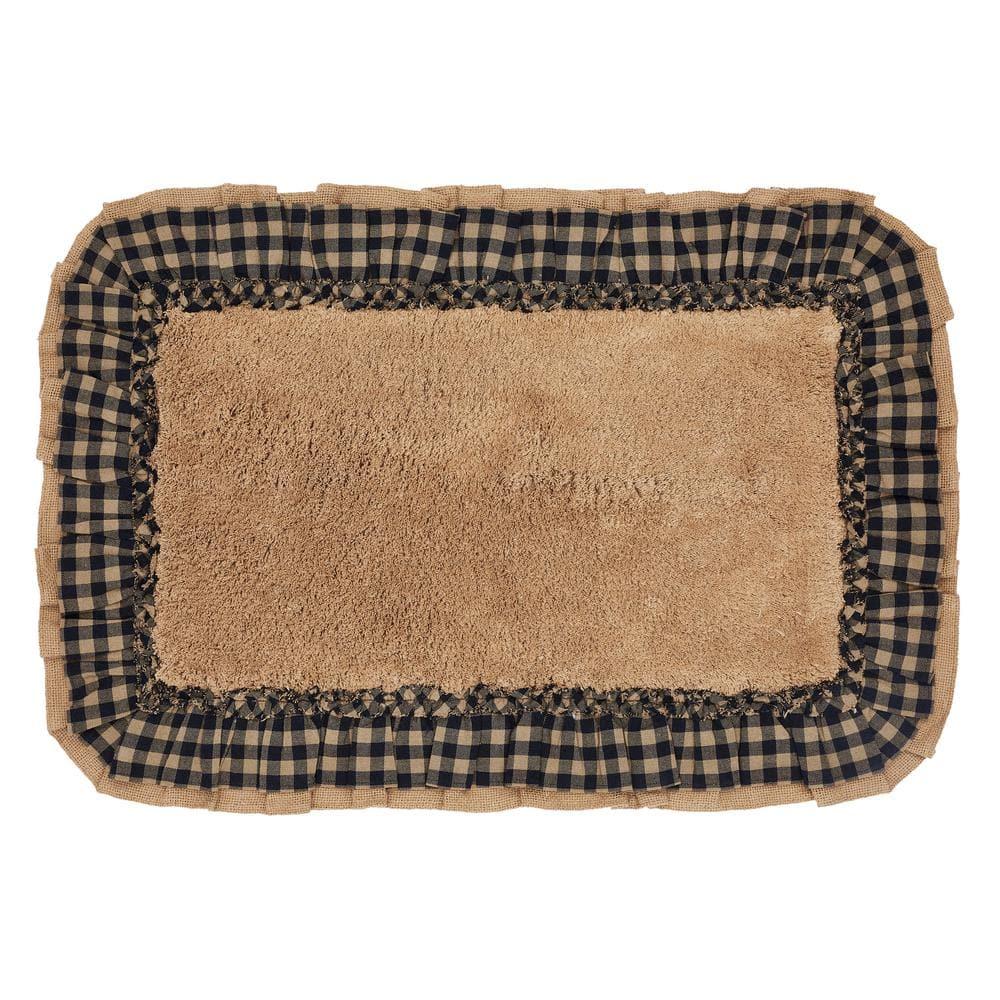 VHC Brands Burlap Check Bath Mat, Natural and Black, 20x30