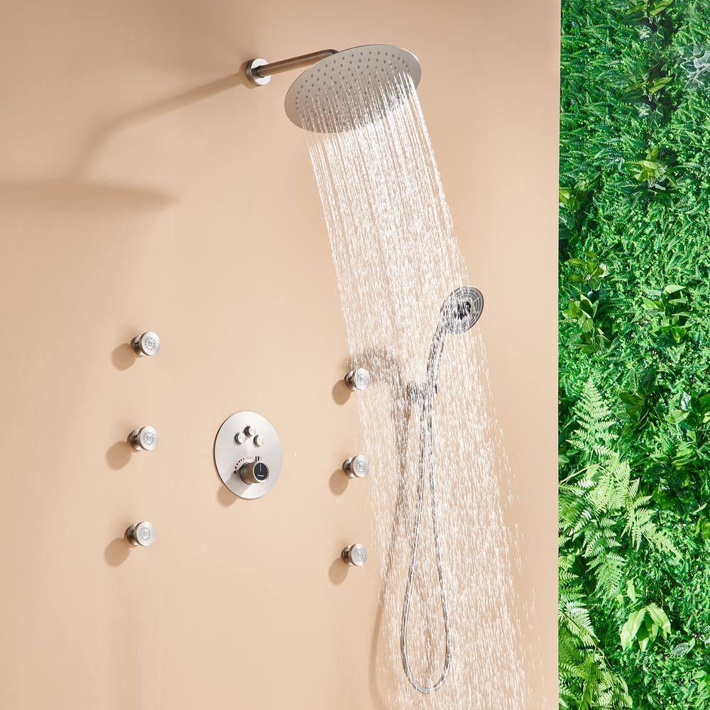 Thermostatic Rainfall Shower System with Rough in-Valve and Digital Display Handheld