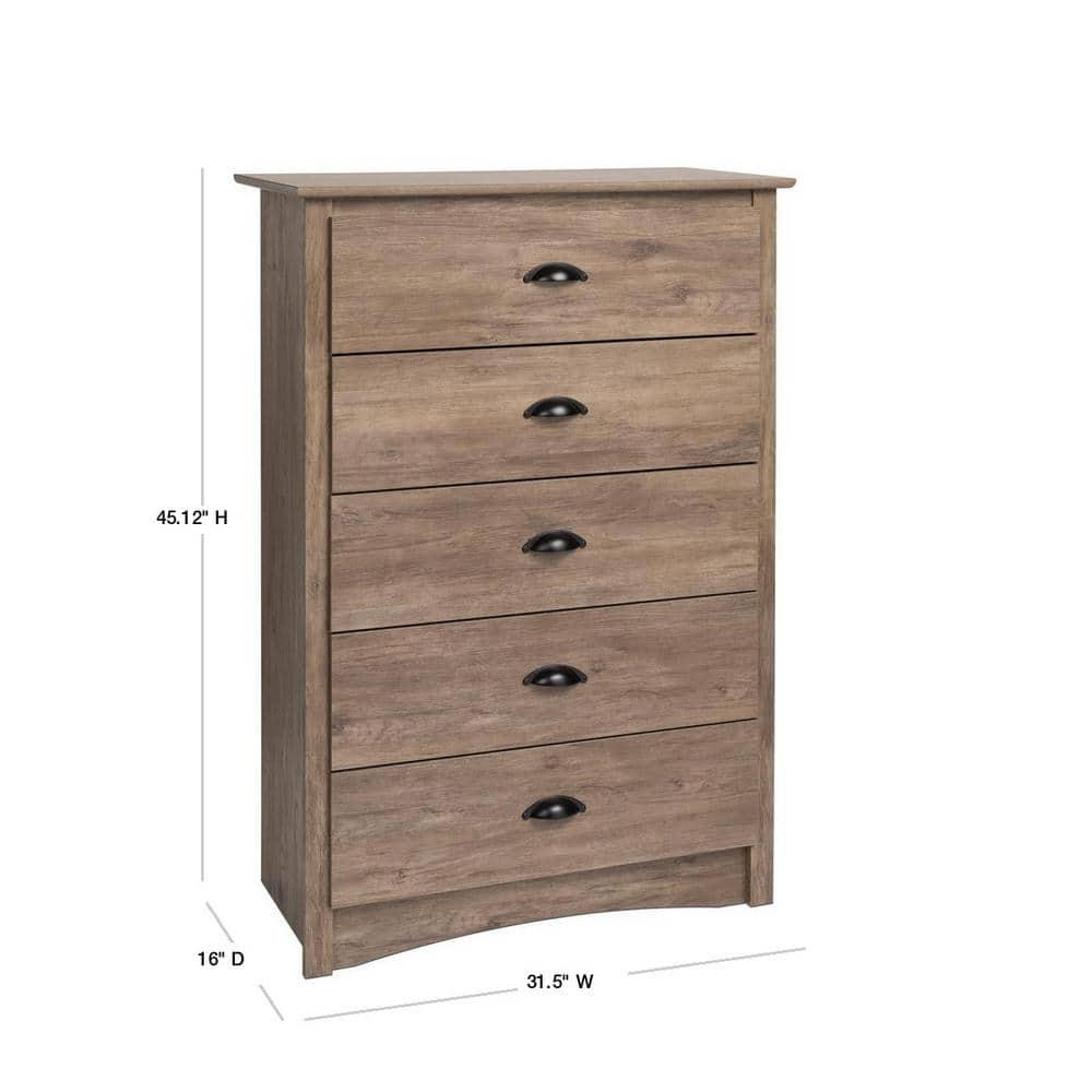 5 Drawer Salt Spring Dresser Drifted Gray - Prepac