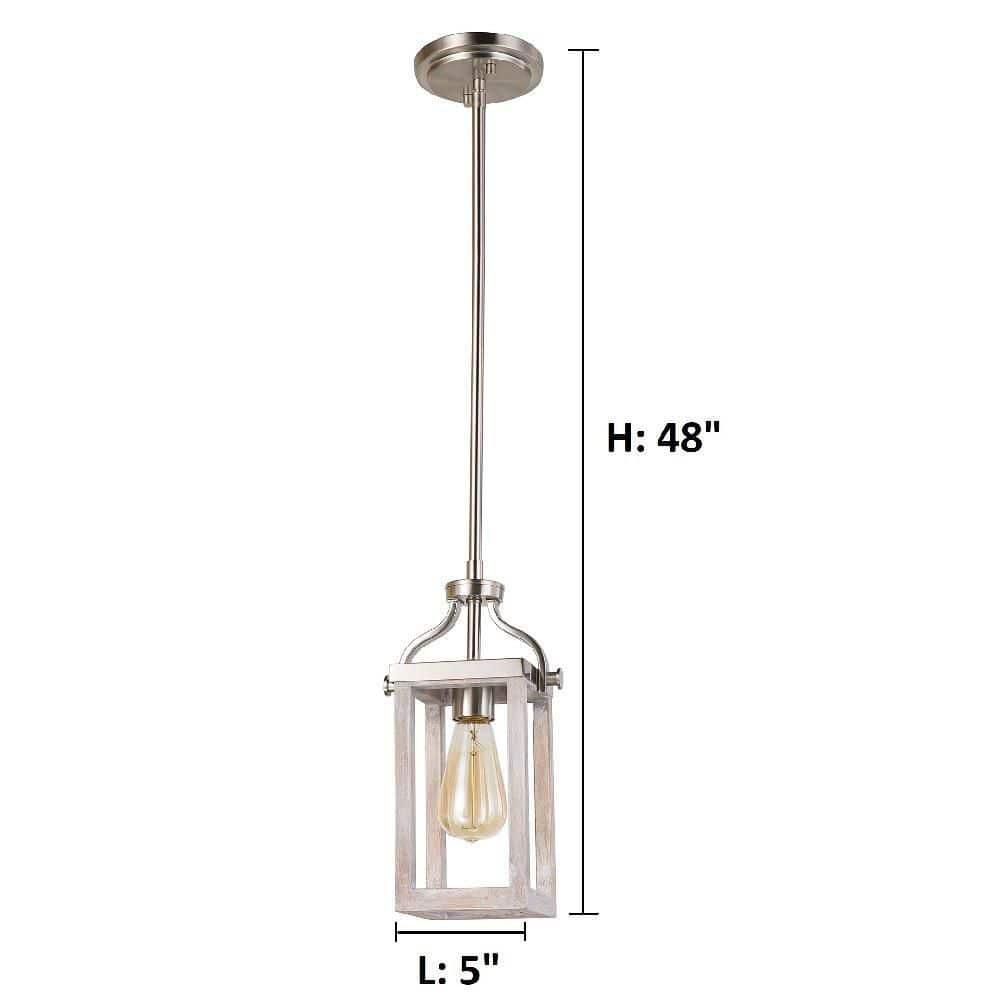203104A-Eglo Lighting-Montrose - 1-Light Mini Pendant - Acacia Wood And Brushed Nickel