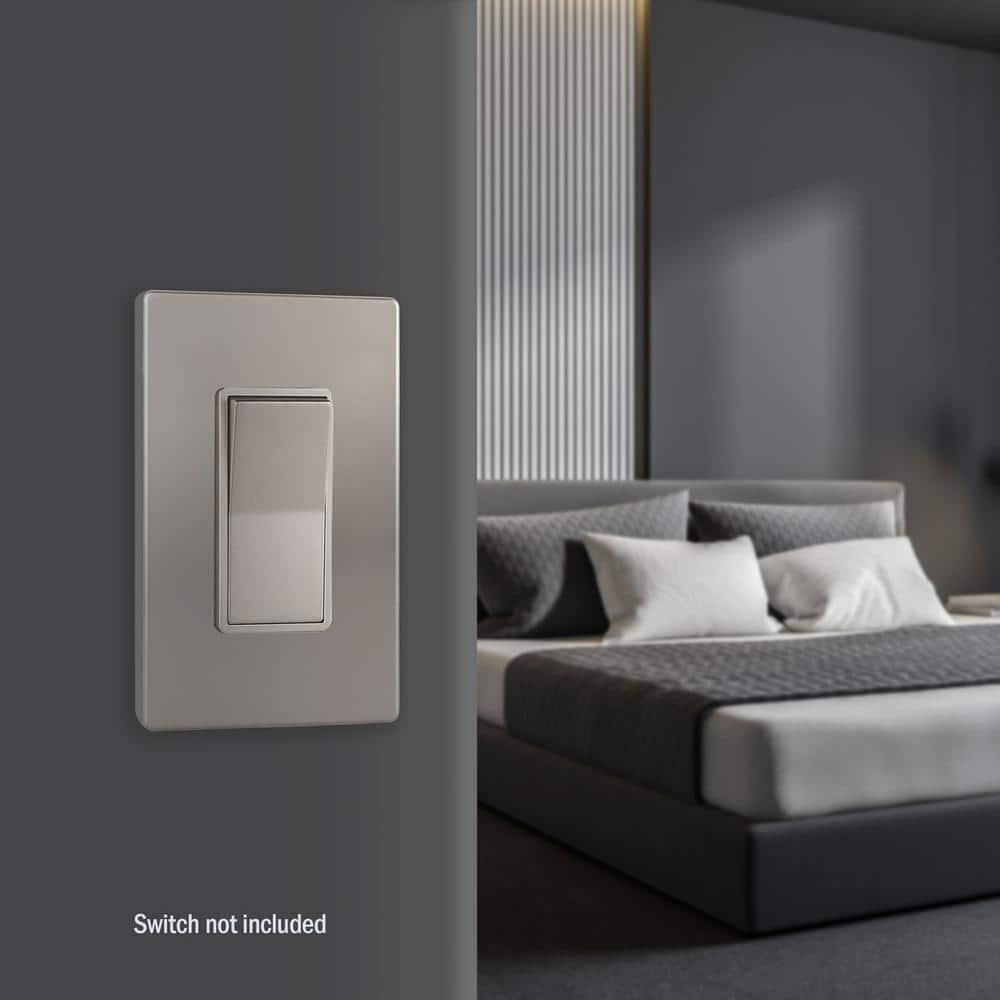 ENERLITES Elite Series Screwless Decorator Wall Plate Child Safe Outlet Cover, Size 1-Gang, Unbreakable Polycarbonate Thermoplastic, SI8831-NK, Nickel