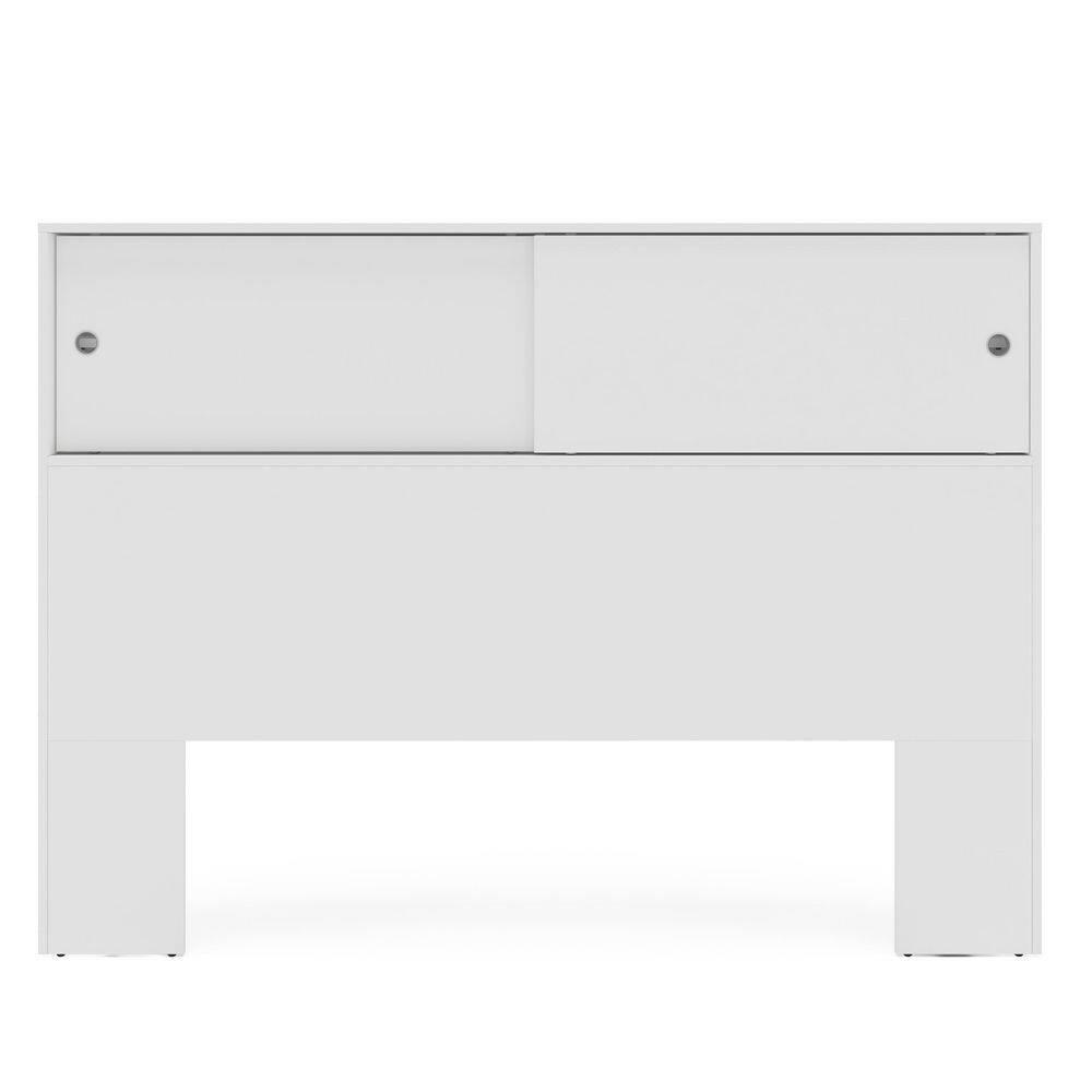 Polifurniture 2pc Queen Victoria Bedroom Set White: Modern Engineered Wood, Storage Headboard & Nightstand