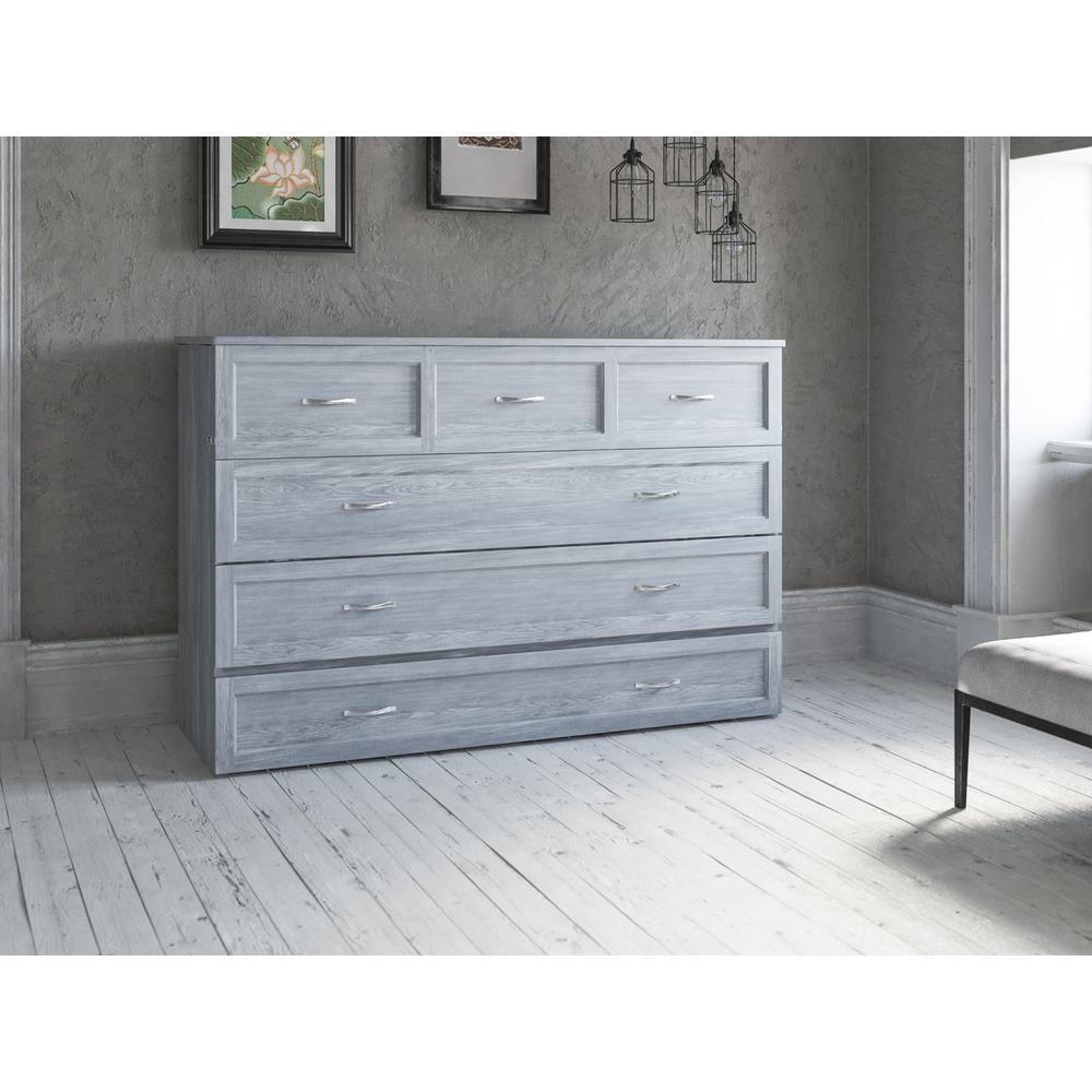 Deerfield Murphy Bed Chest Queen Driftwood with Charging Station