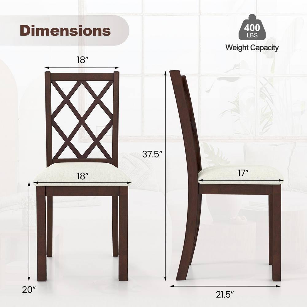 Spaco Dining Chair Set of 2 Wood Kitchen Chairs with Upholstered Seat Cushion and Rubber Wood Legs-Brown, Lounge Chair, Dining Room Chair for Kitchen, Dining, Bedroom, Living