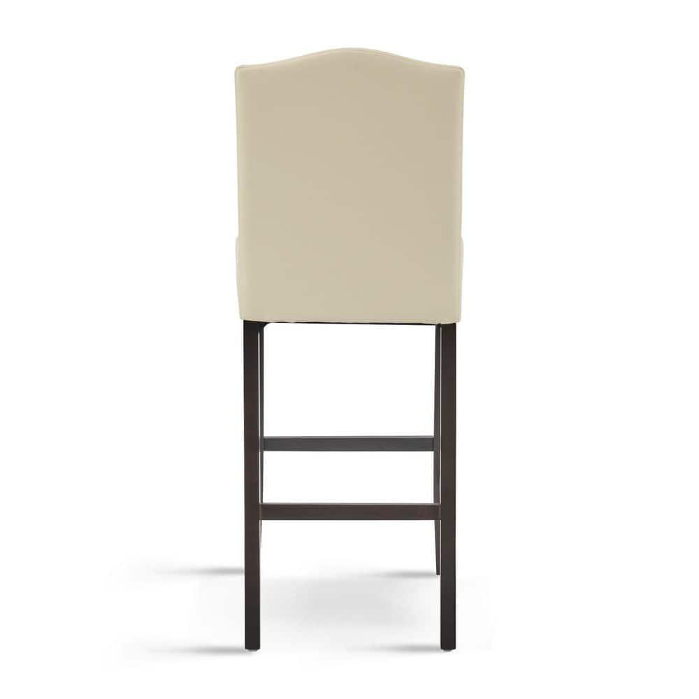 Christopher Knight Home Transitional 30.75" PU Upholstered Bar Stools with Solid Wood Frame, Beige, Set of 2