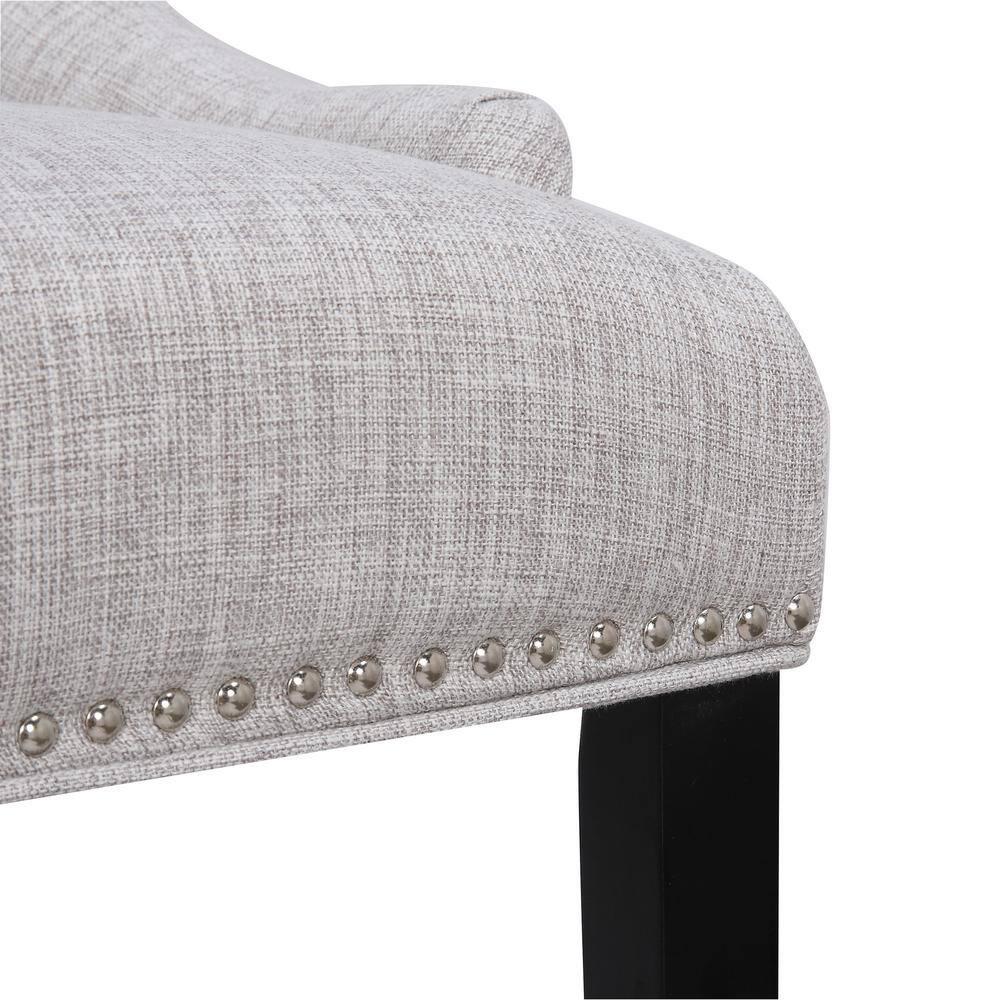 Polytrends Grandview Tufted Upholstered Linen Fabric Dining Chair Dining Chairs Light Gray Rubberwood Tufted,Nailheads Modern & Contemporary