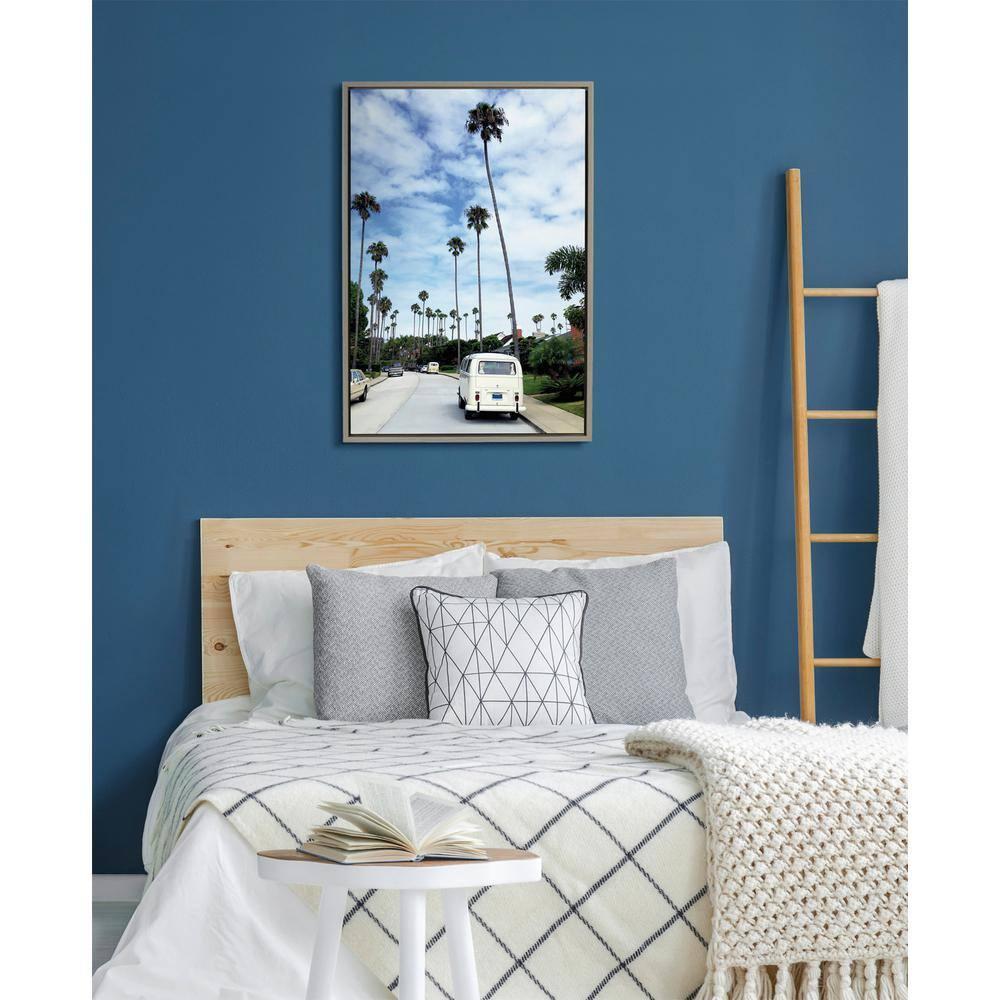 Kate and Laurel Sylvie La Jolla Commute Framed Canvas by Rachel Bolgov, 23x33, Gray