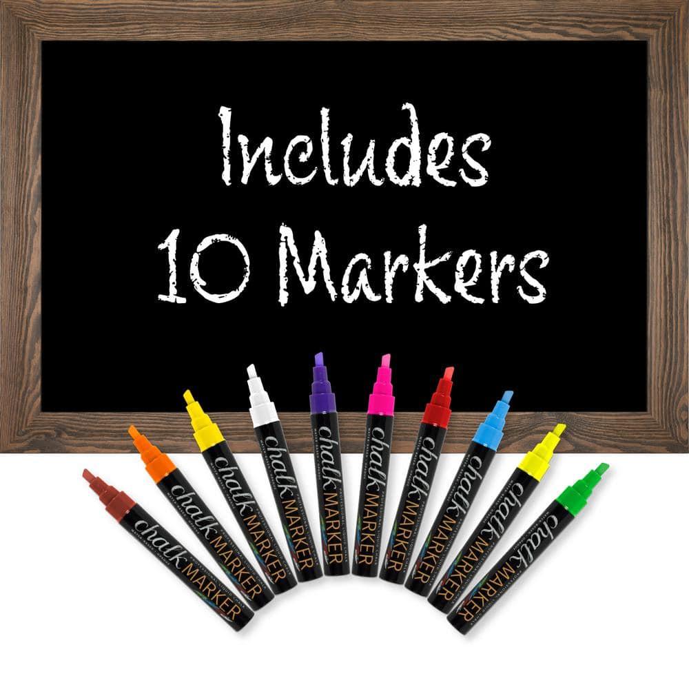 Excello Global Products GPP-0010 Rustic Magnetic Chalkboard for Wall with 10 Liquid Chalk Markers, Magnetic Board, Chalk Board Rustic Brown, 20" x 30"