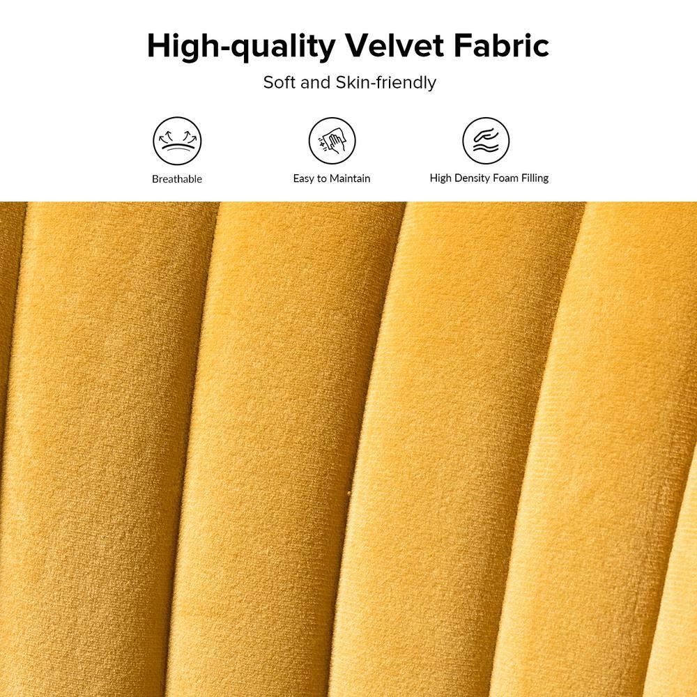 Comfy Velvet Accent Chair Transitional Armless Side Chair Gold Leg Vanity Living Room Adult Mustard