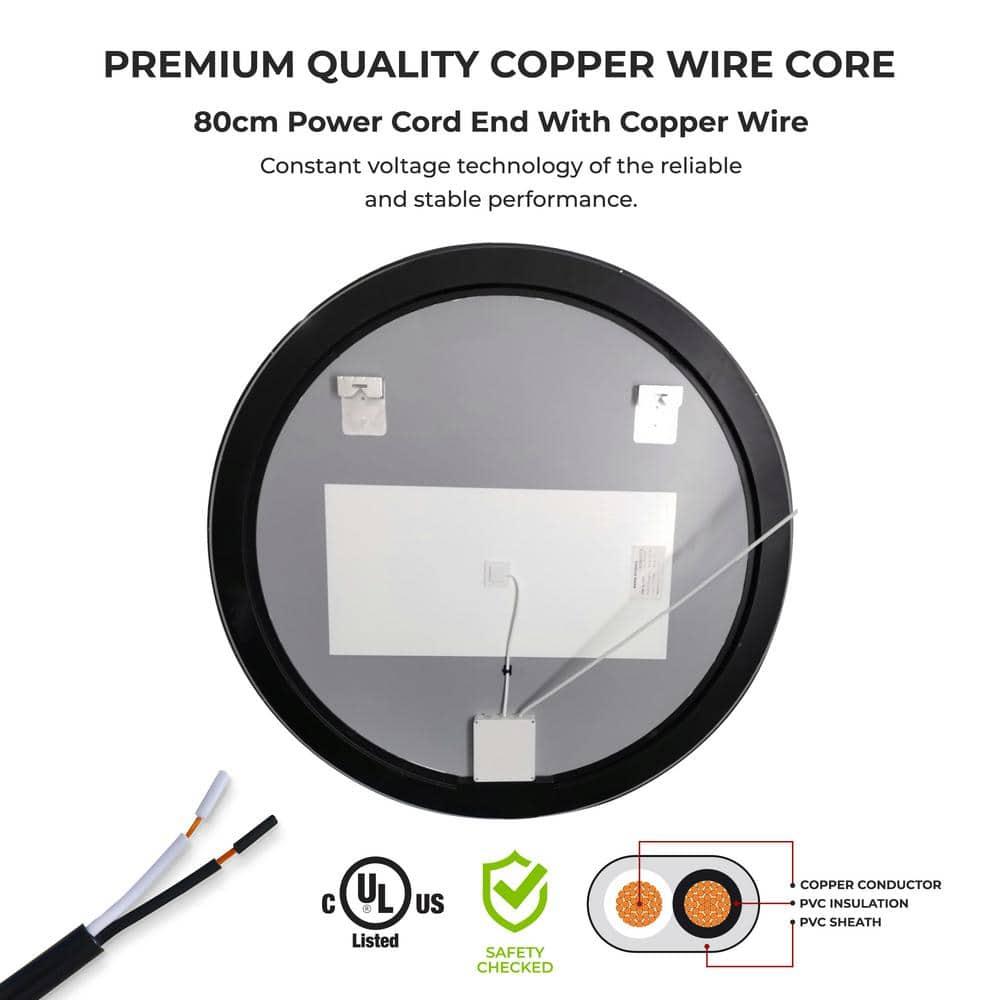 Round Lighted LED Bathroom and Vanity Mirror 28 inch with Anti Fog, Wall Mounted, Dimmer Touch Sensors by Fab Glass and Mirror