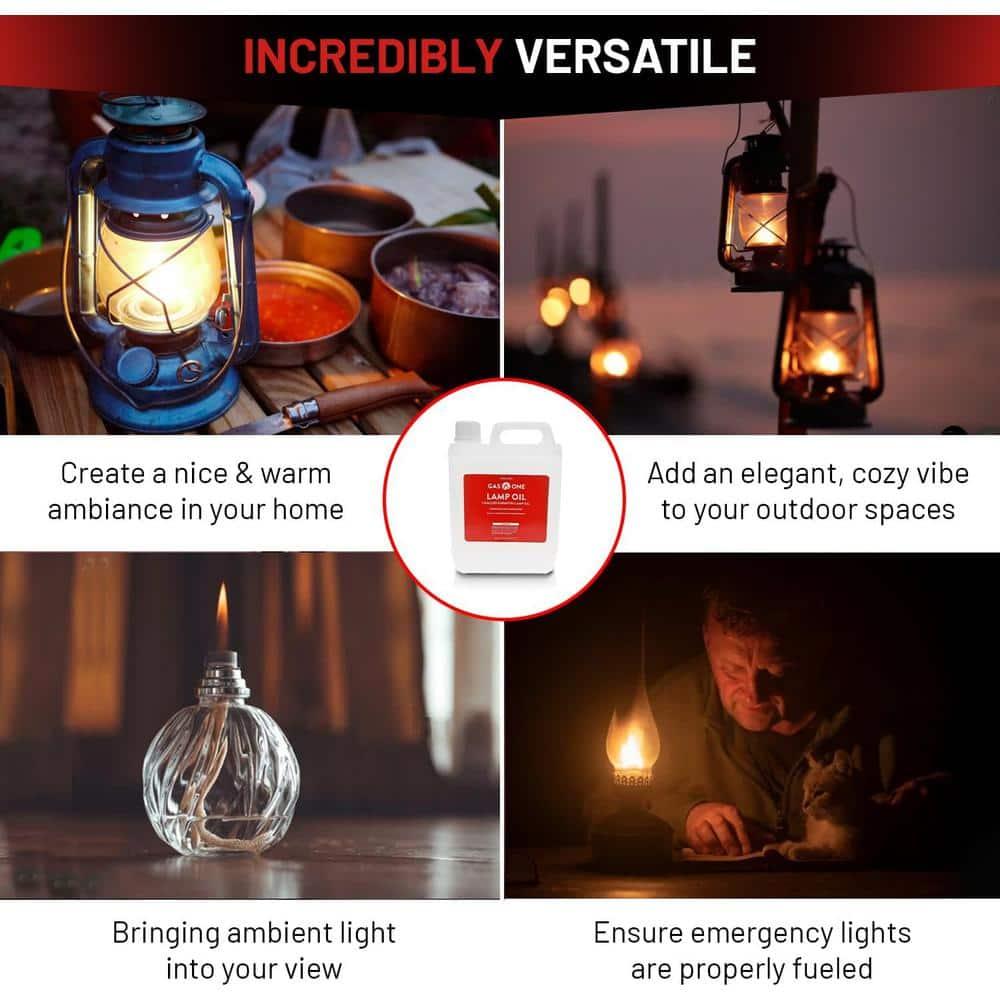 GasOne 1 Gallon Liquid Paraffin Lamp Oil – Multifunctional Lamp Oil Smokeless Odorless Indoor Ideal for Lamps, Lanterns, Tiki Torch – Safe Packaging
