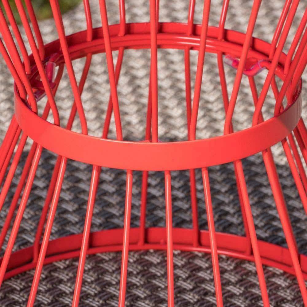 Noble House Lassen Outdoor Metal 16 Inch Side Table in Matte Red