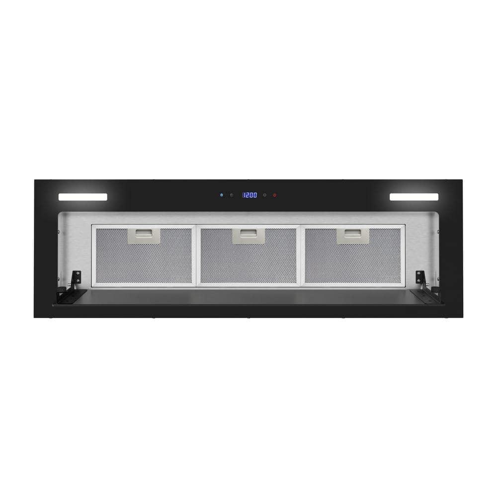 Streamline 36 In. T-11503-1-DL Isernia Ductless Insert 350 CFM Range Hood In Glossy Black With Mesh Filters, Touchpad Control, LED Lights