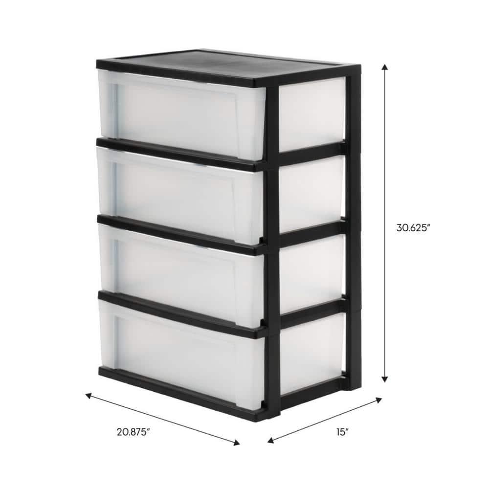 IRIS USA, Inc. 4 Drawer Plastic Wide Chest, Black