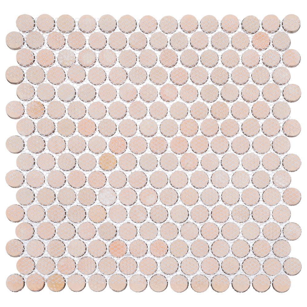 Orb 3/4" Metal Penny Round Mosaic Tile Shower Wall, Kitchen Backsplash and Wall Tile