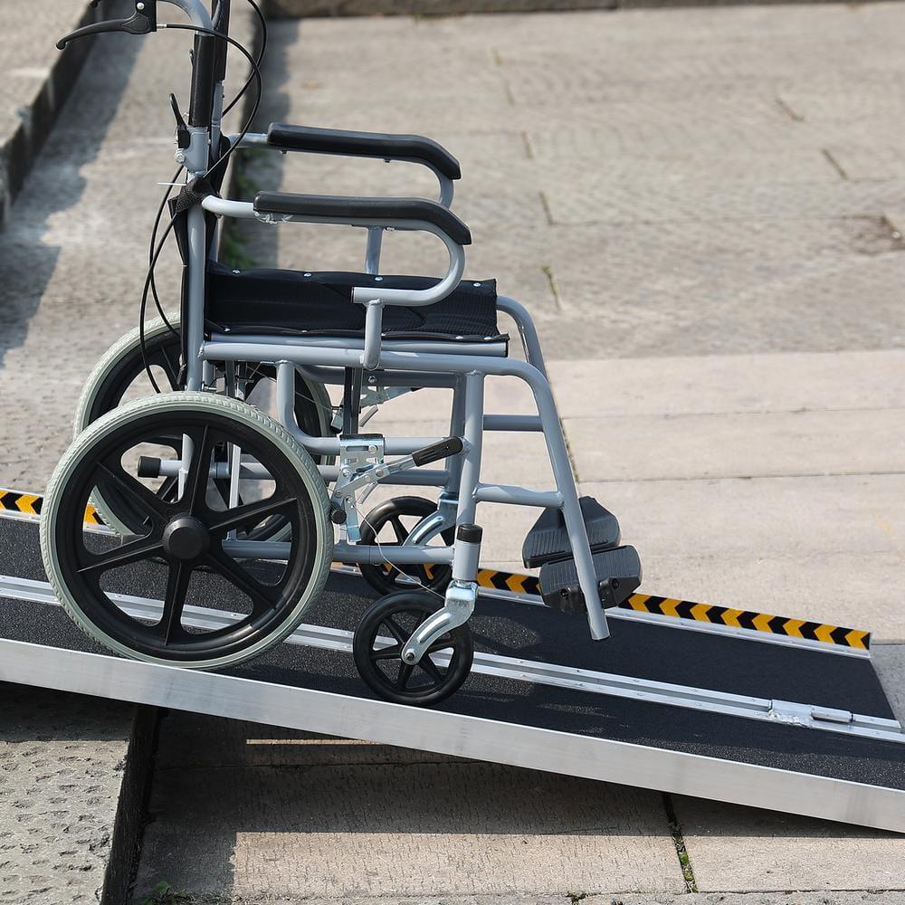 Portable Wheelchair Ramp, 5 ft 800 lbs Capacity, Non-Slip Aluminum Folding Threshold Ramp, Foldable Mobility Scooter Ramp Wheel Chair Ramp, Handicap Ramp for Home Steps, Stairs, Doorways, Curbs