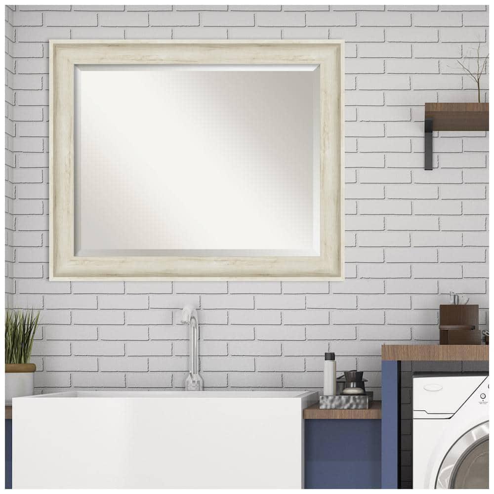 33" x 27" Regal Framed Bathroom Vanity Wall Mirror Birch Cream - Amanti Art: Beveled, Polystyrene Frame, Wall Mount