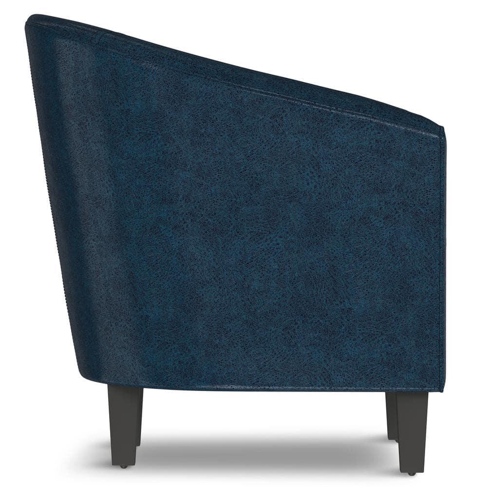 Simpli Home Austin 30"W Upholstered Vegan Faux Leather Contemporary Tub Accent Chair with High Arms and Deep Seat