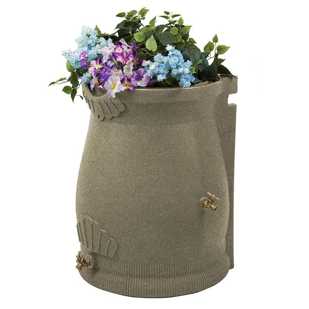 Good Ideas Good Ideas 50 Gallons Plastic Drainable Dual Overflow Planter Rain Barrel