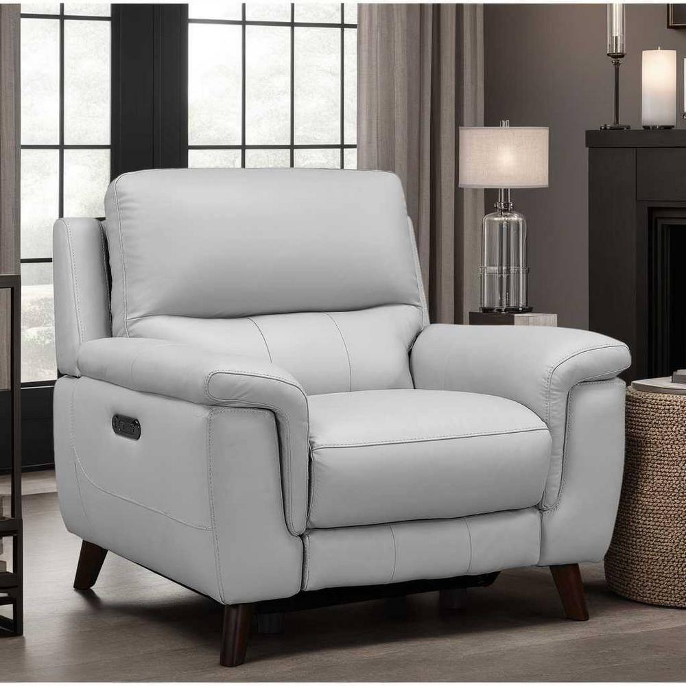 Lizette Contemporary Leather Power Recliner Chair with USB Gray - Armen Living
