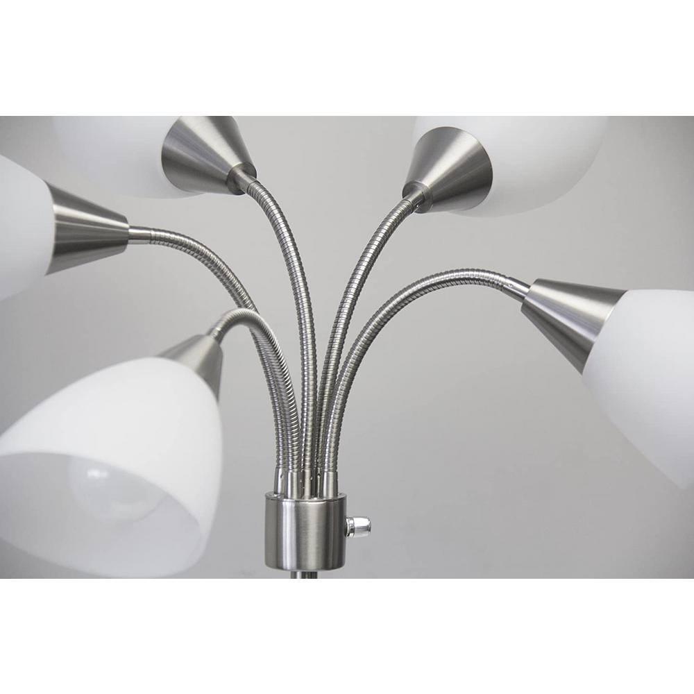 Five 67 in. 5-Light Brushed Steel Bulb Pendant