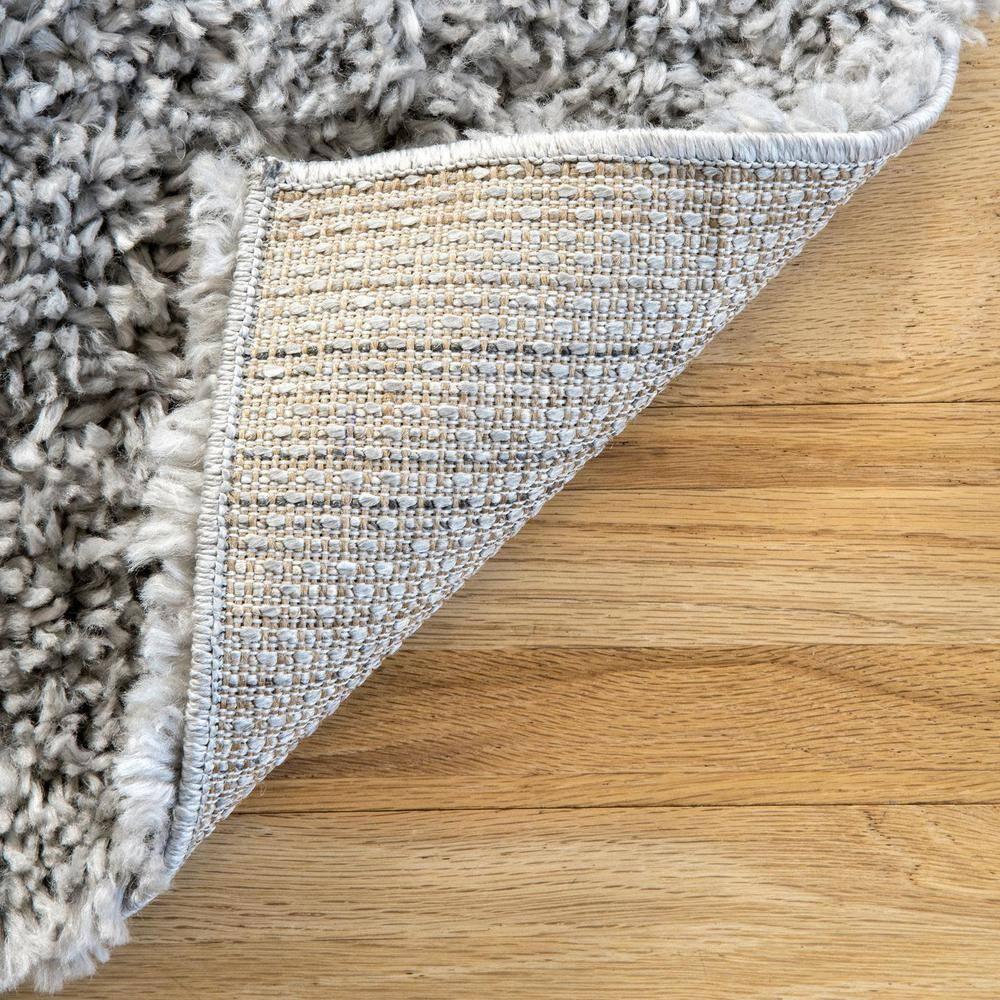 Nuloom Kara Solid 8 Round Shag Indoor Area Rug for Living Room Bedroom Dining Room Nursery, Grey/Ivory