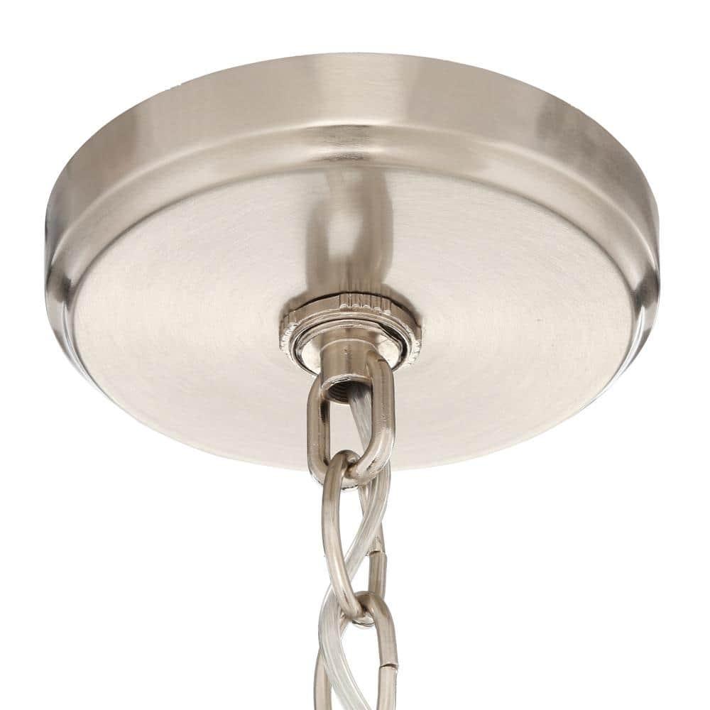 Design House 556639 Aubrey Transitional 5-Light Indoor Chandelier Dimmable Frosted Glass for Entryway Dining Room Foyer, Satin Nickel